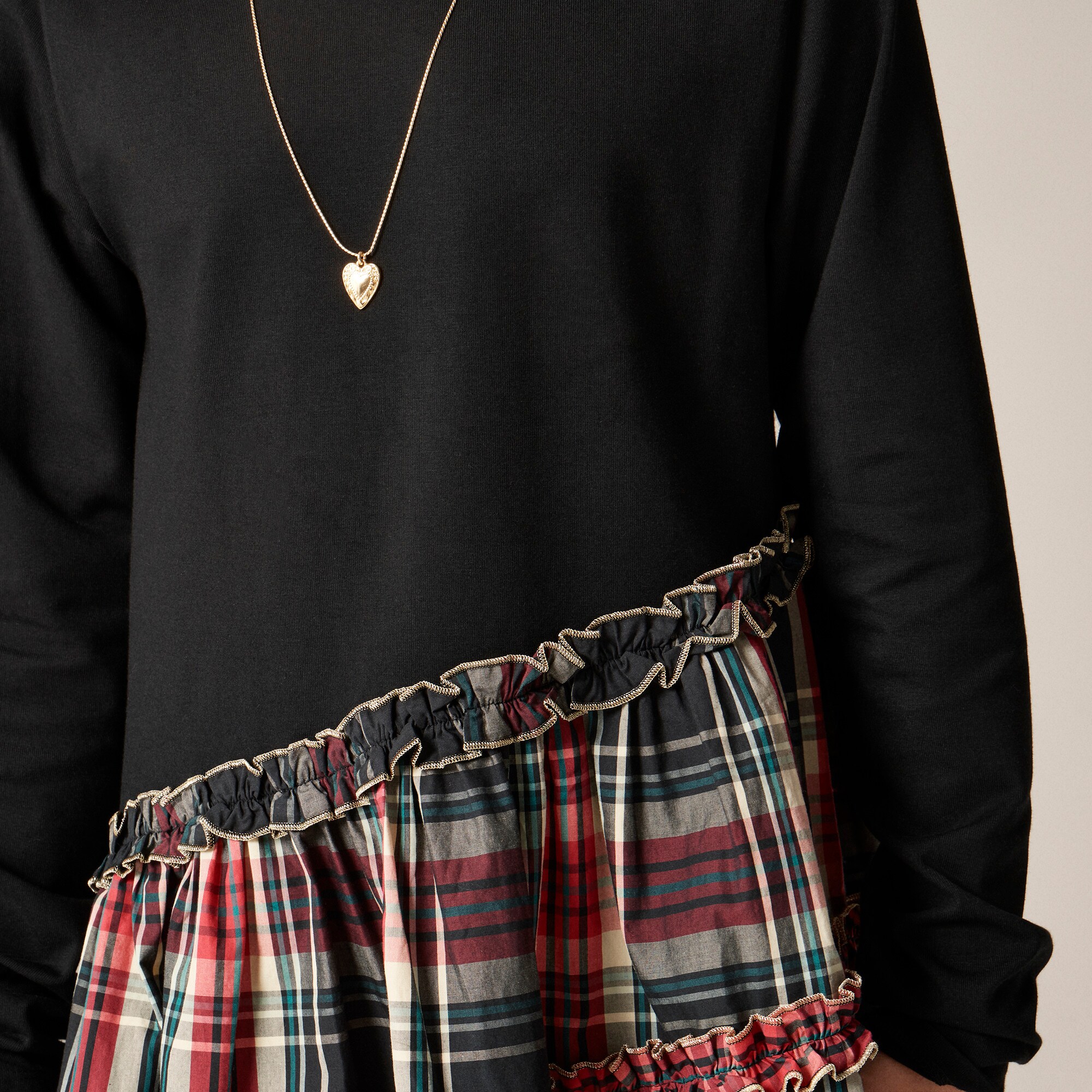 Girls' Emmy long-sleeve mixy dress in tartan