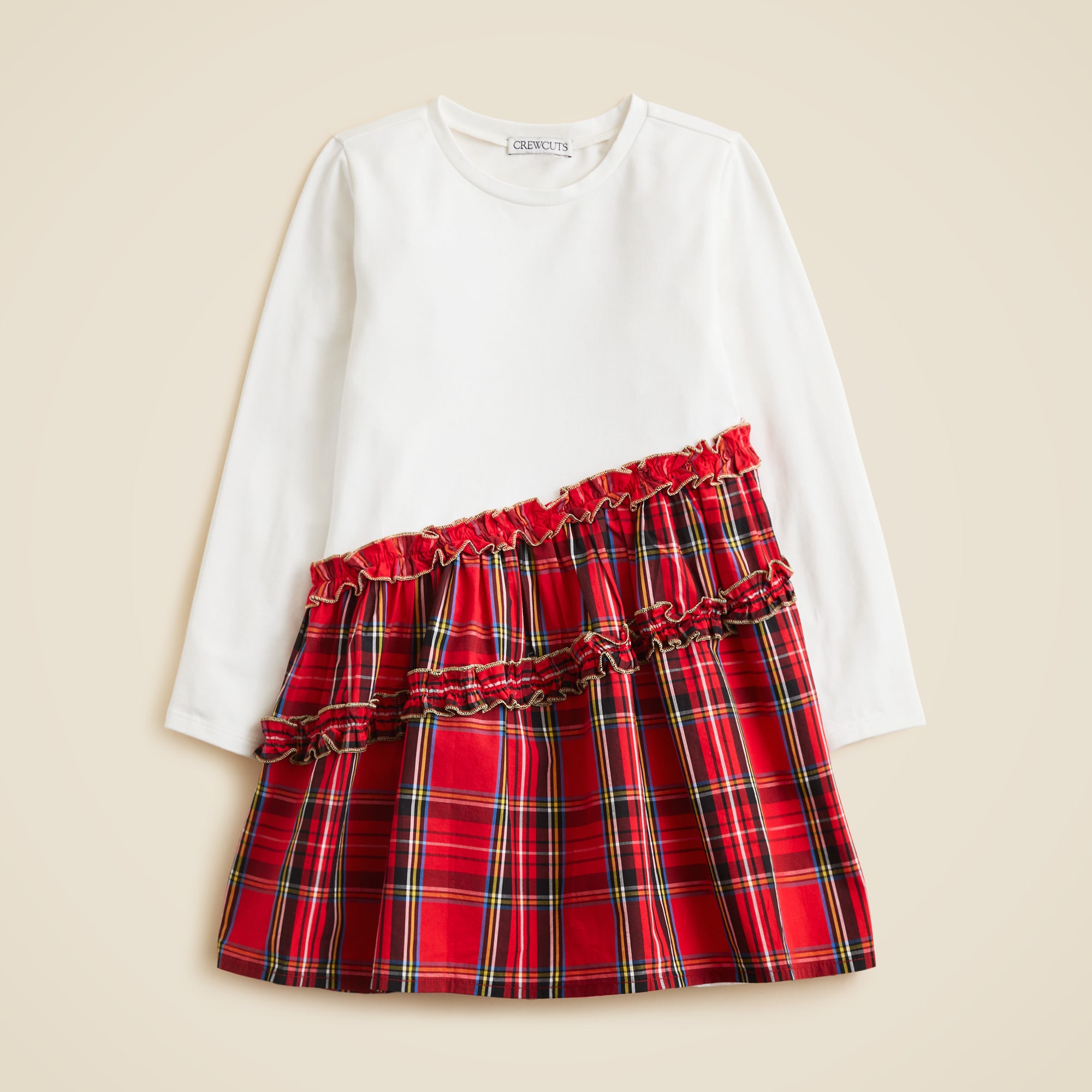 Girls' Emmy long-sleeve mixy dress in tartan