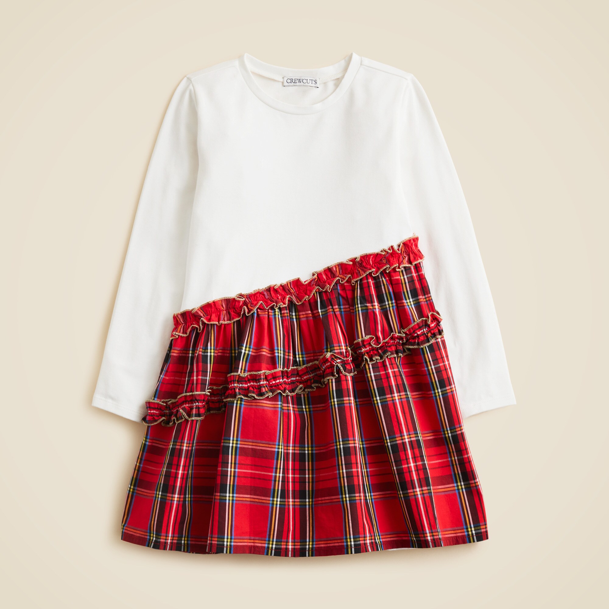  Girls' Emmy long-sleeve mixy dress in tartan