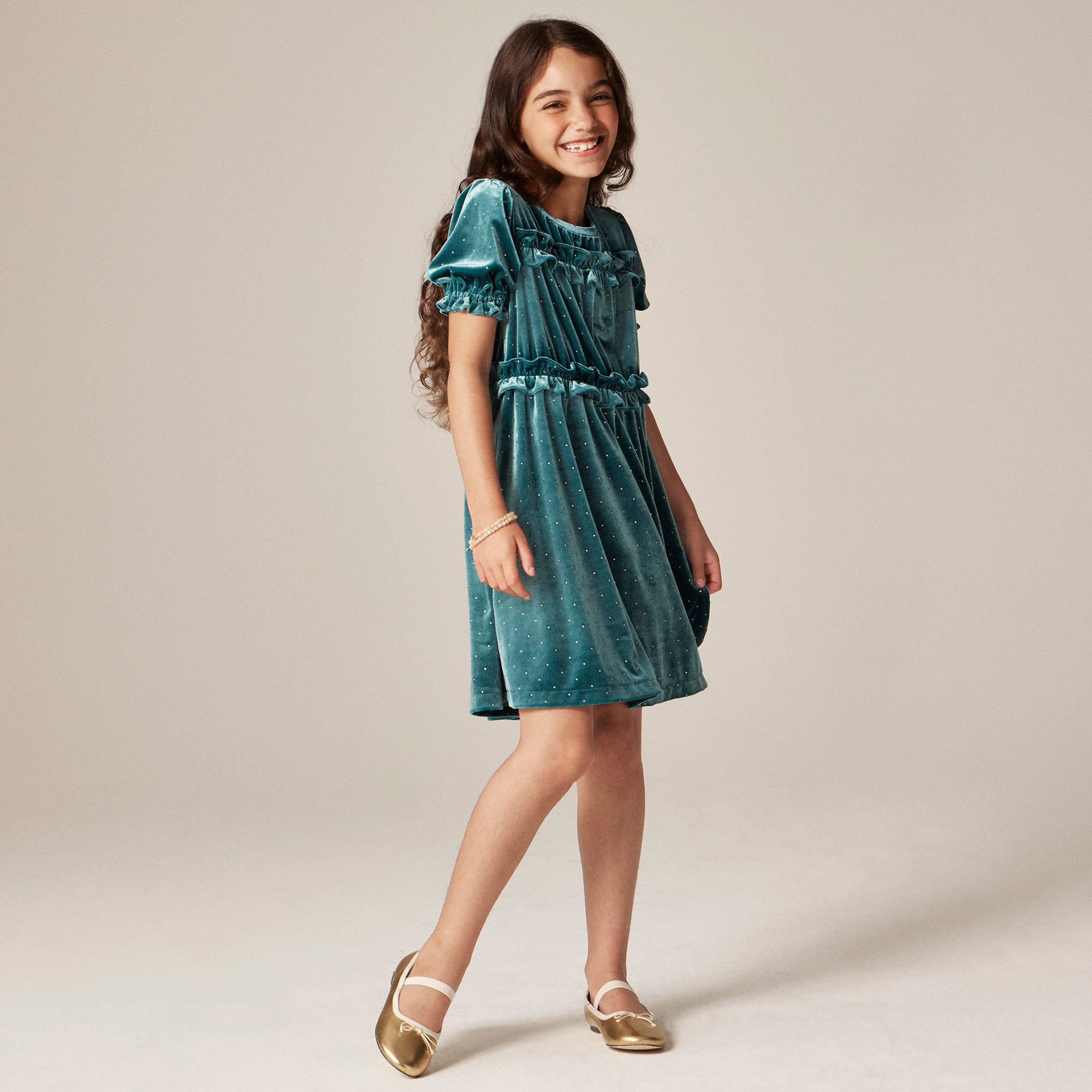 girls Girls' studded velvet dress