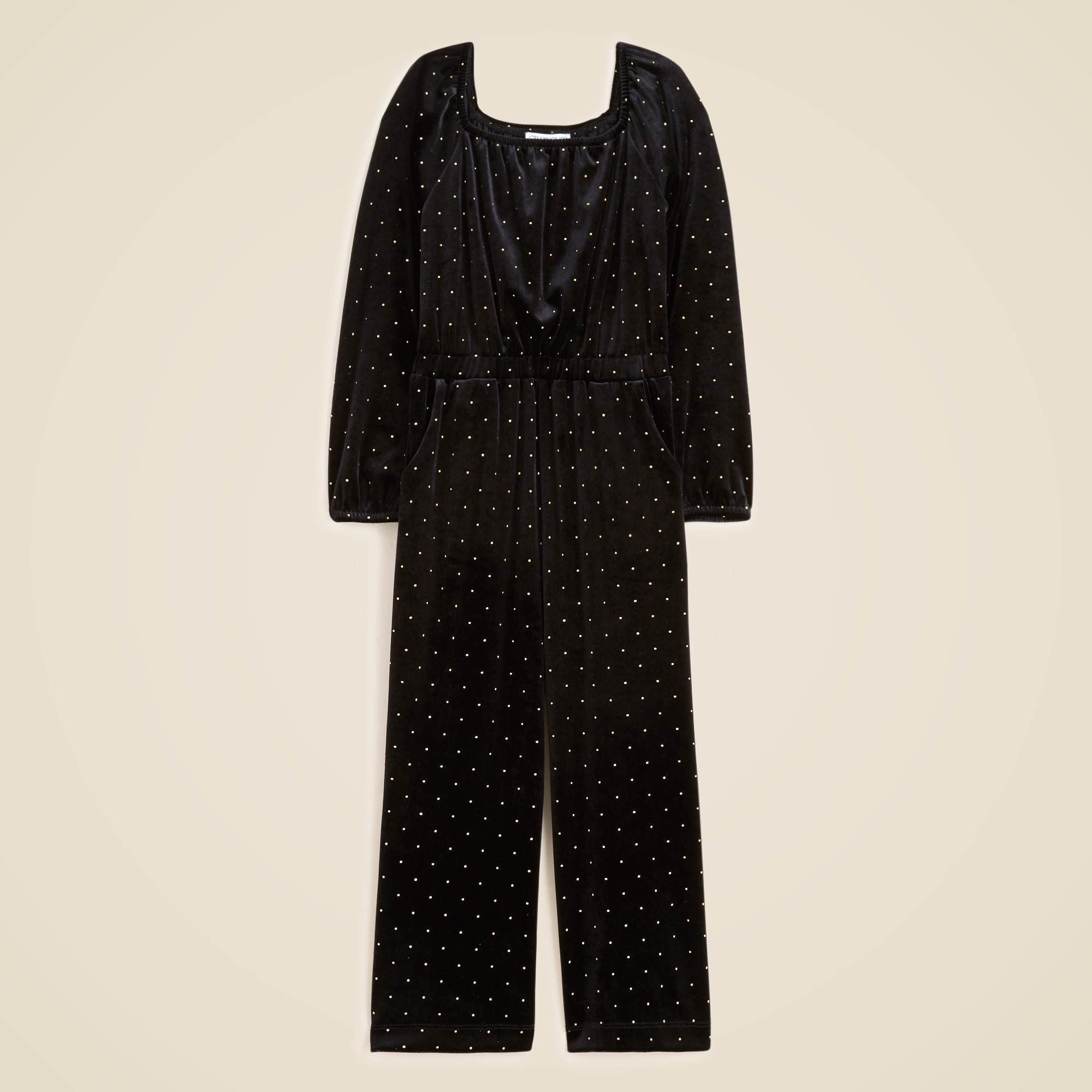 Girls' studded velvet jumpsuit