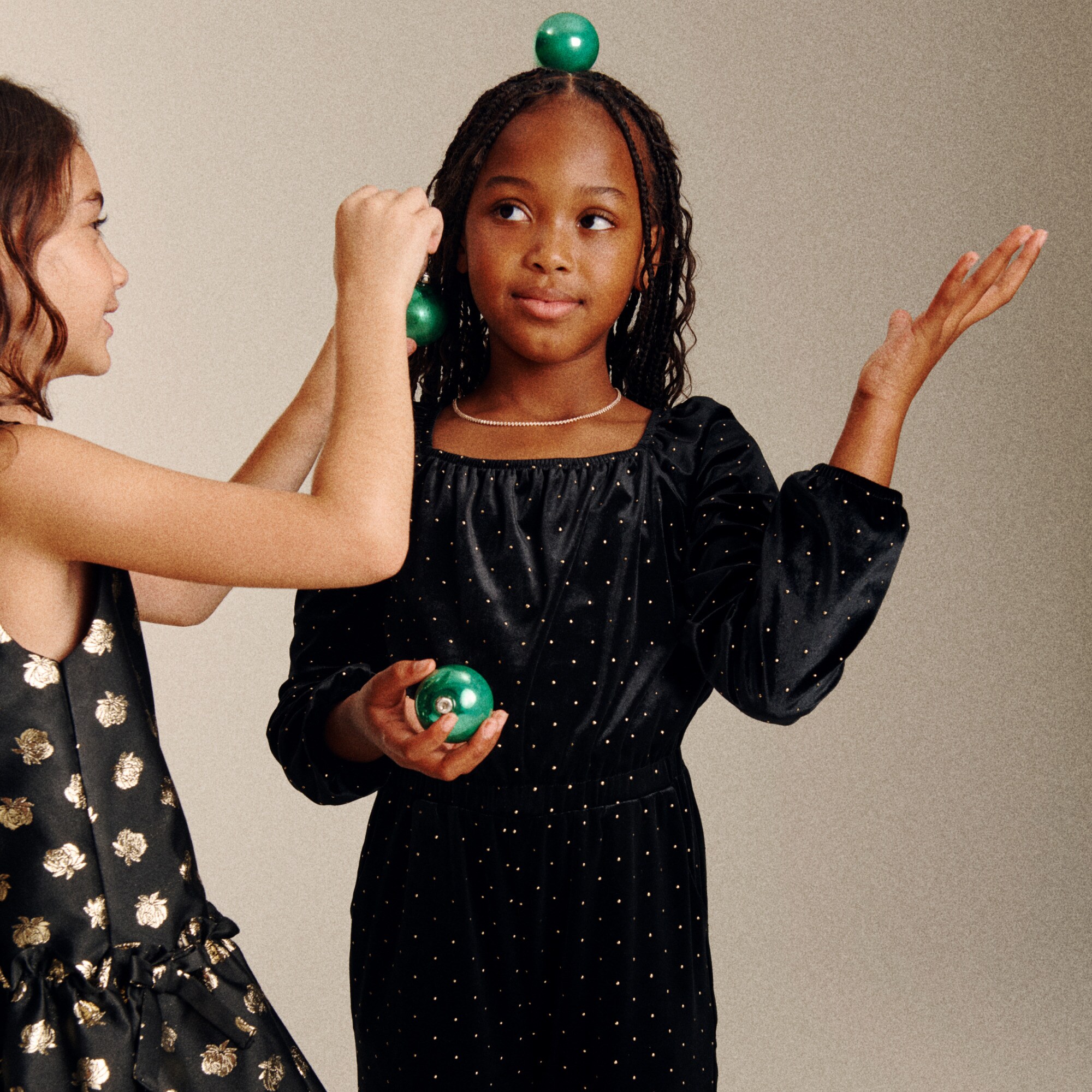 Girls' studded velvet jumpsuit