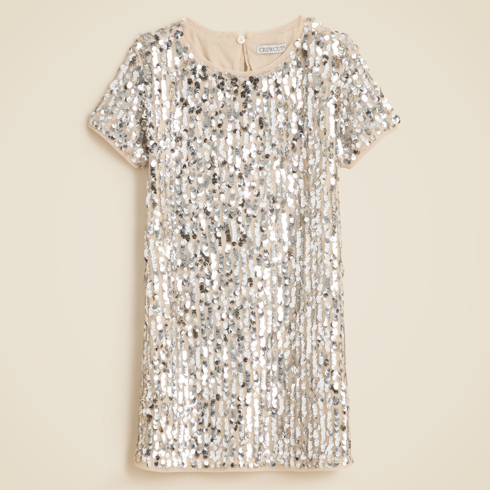 Girls' short-sleeve sequin shift dress