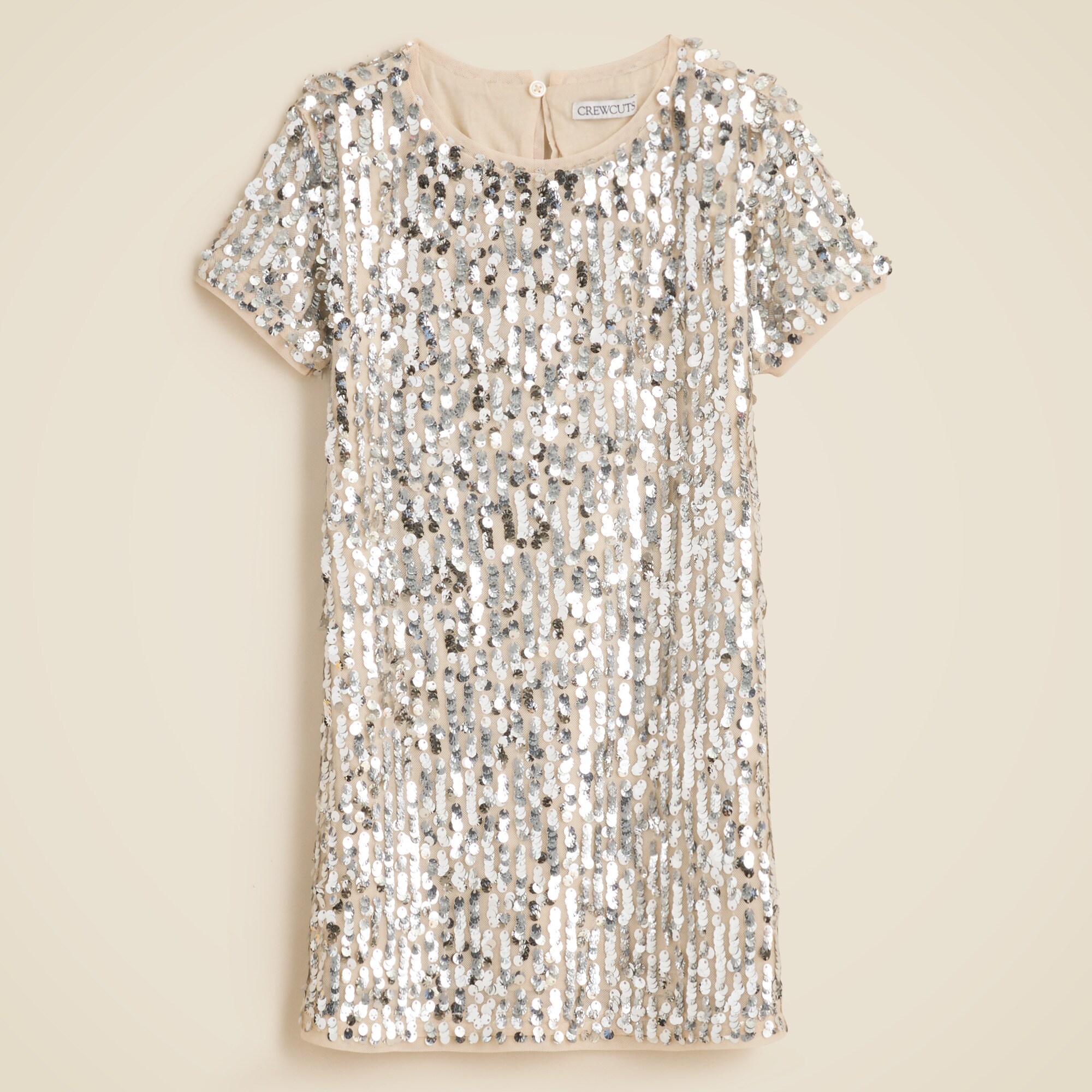  Girls' short-sleeve sequin shift dress