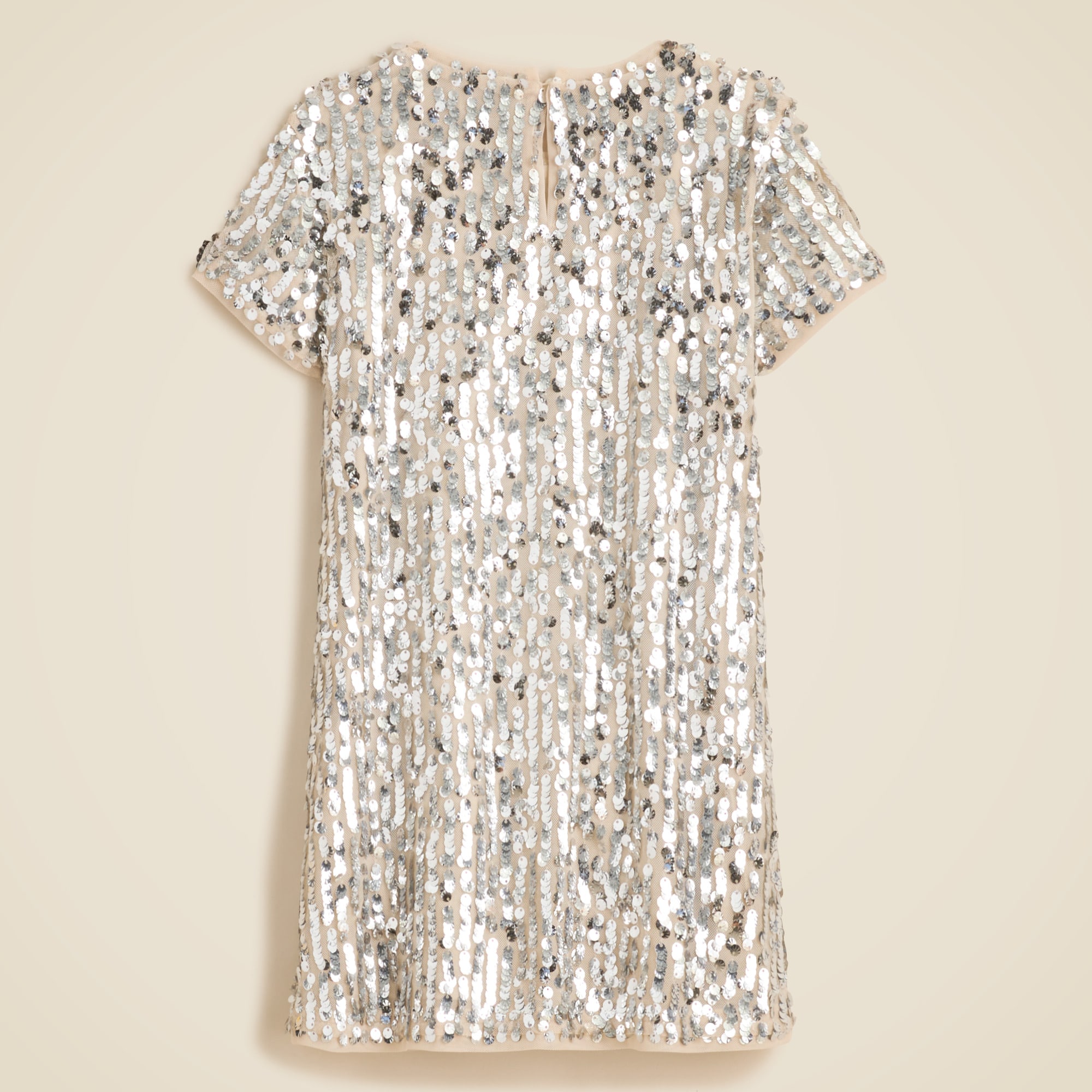 Girls' short-sleeve sequin shift dress
