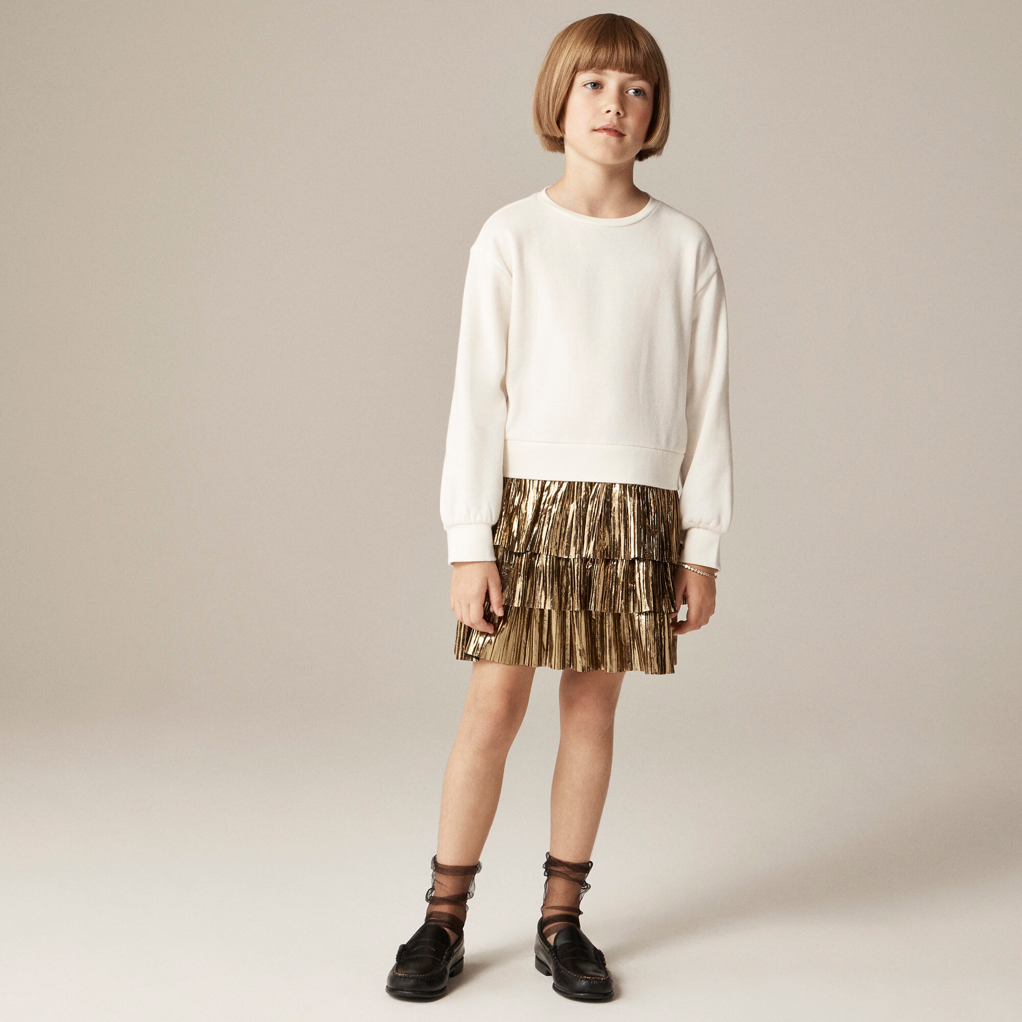 Girls' sweatshirt tiered mixy dress