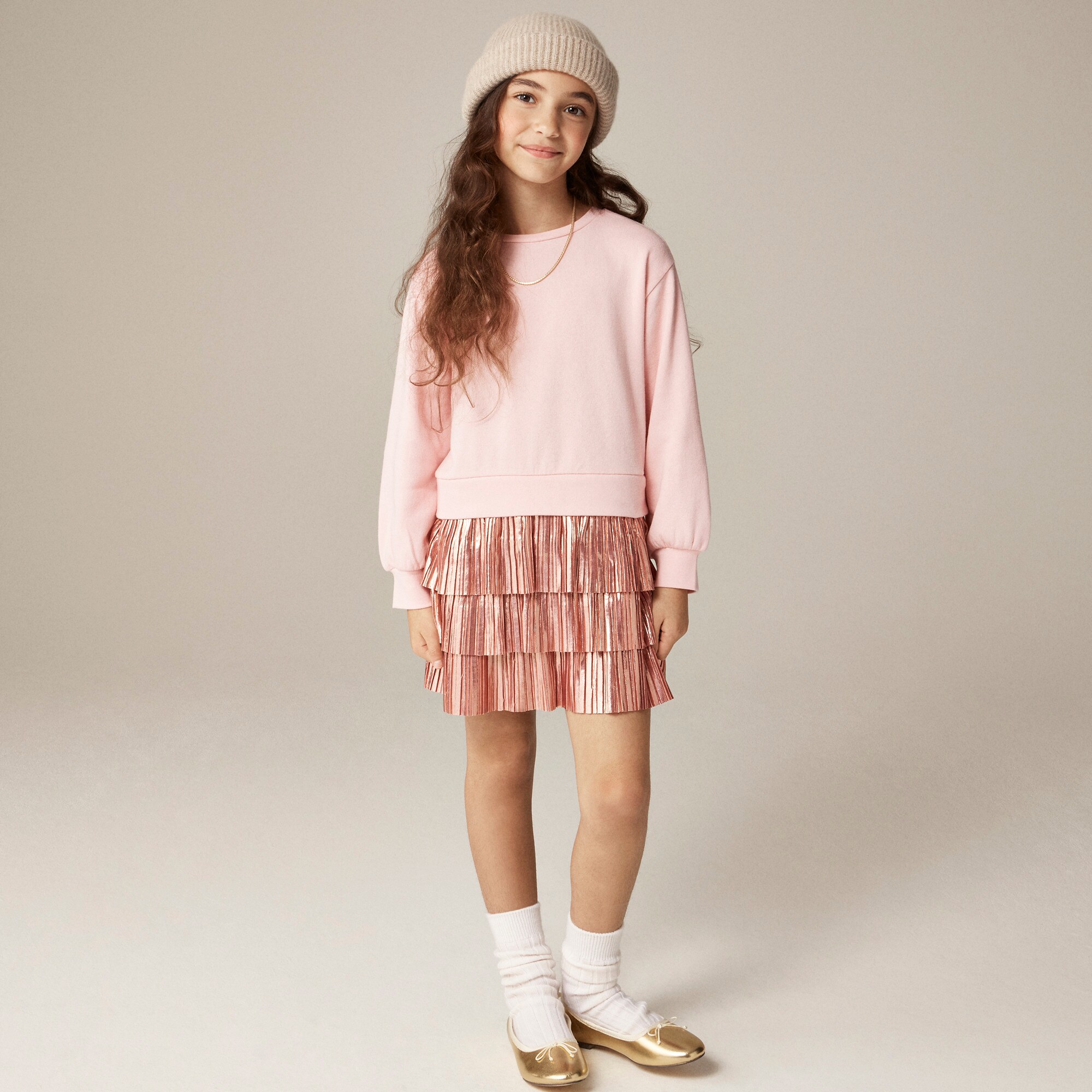 girls Girls' sweatshirt tiered mixy dress