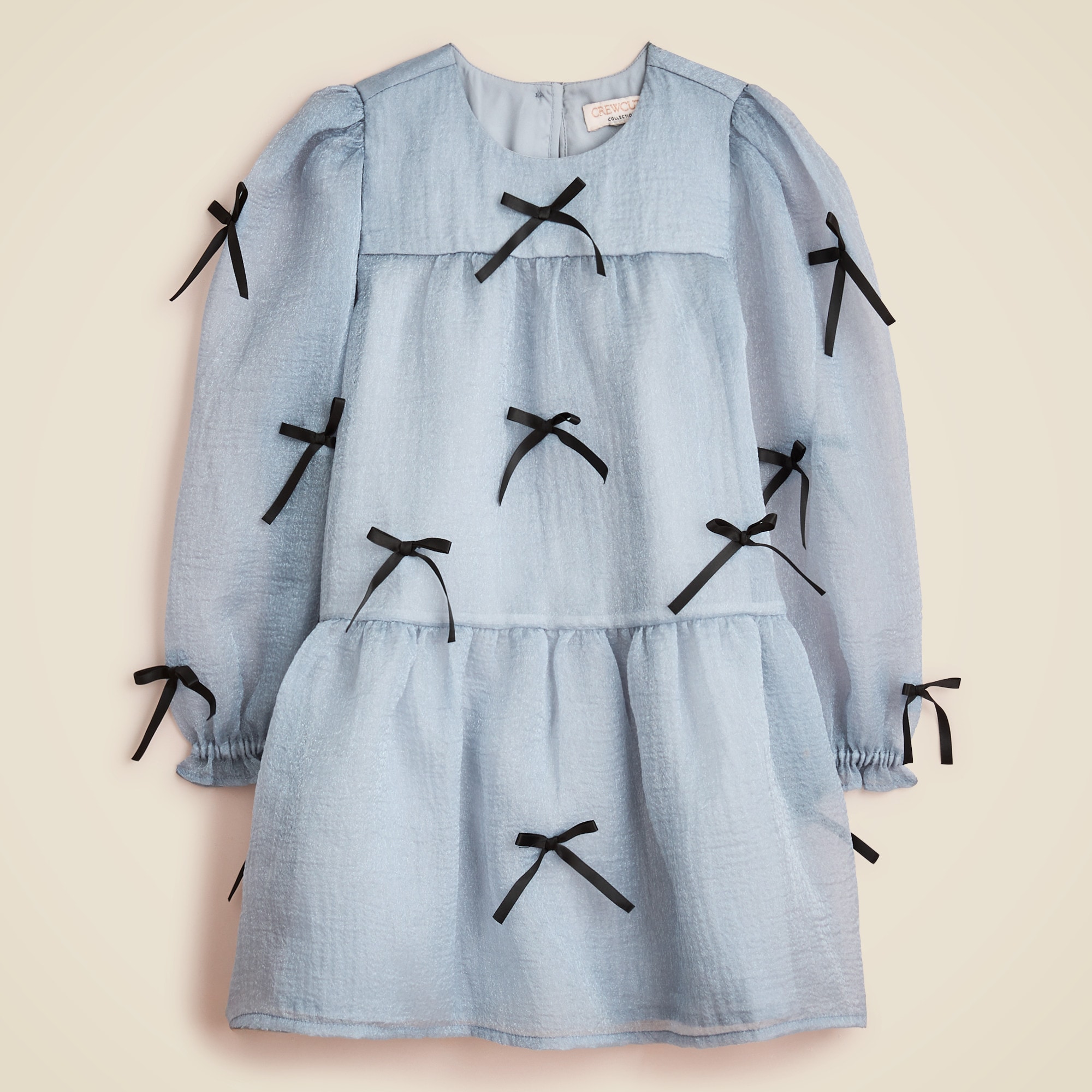 Girls' bow-embellished dress in crinkle organza