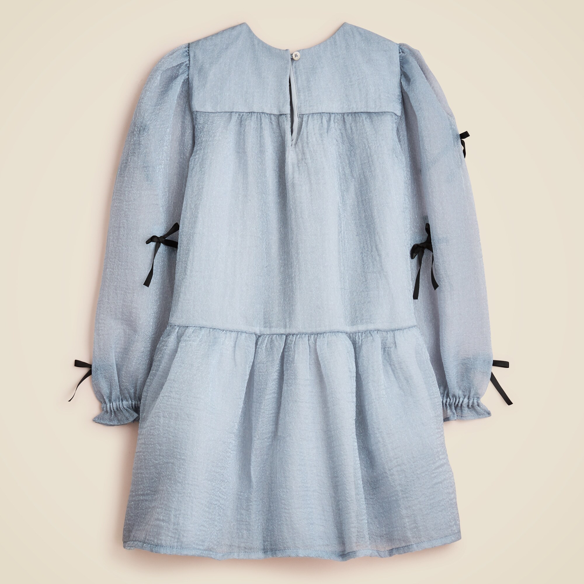 Girls' bow-embellished dress in crinkle organza