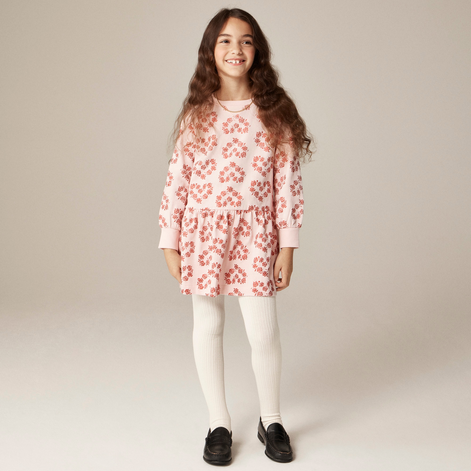 Girls' drop-waist sweatshirt-dress in terry