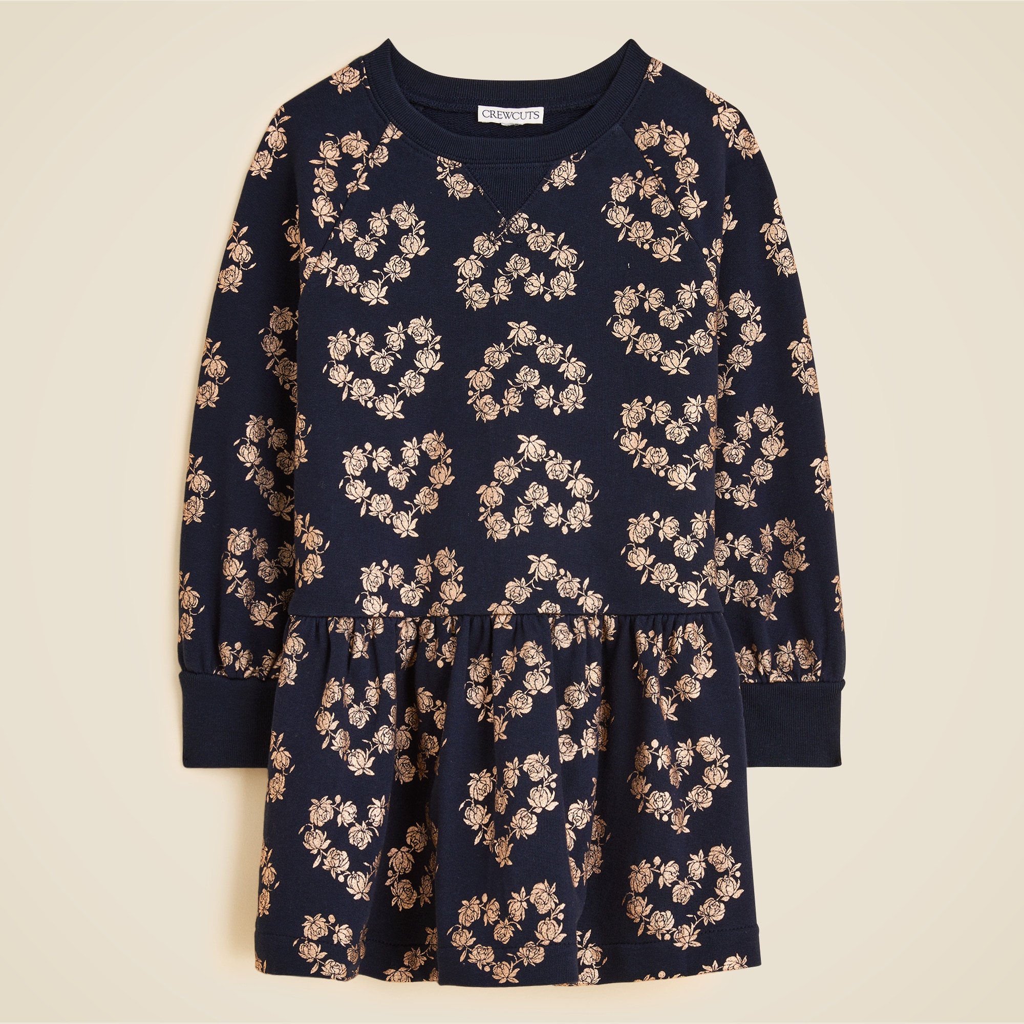 Girls' drop-waist sweatshirt-dress in terry