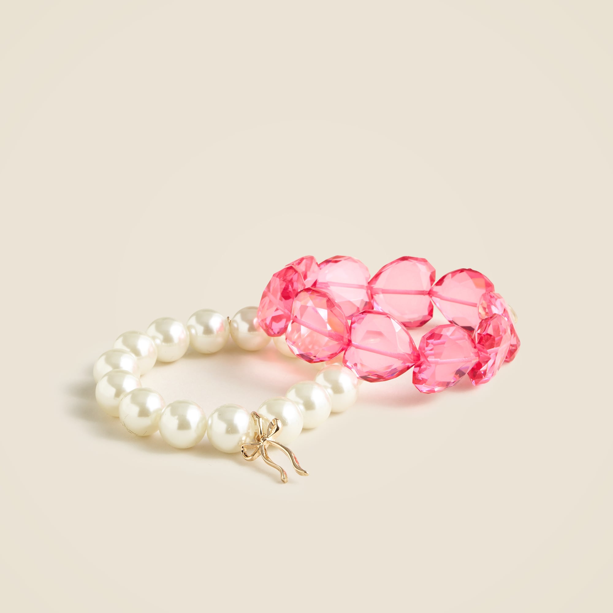 Girls' heart-bead bracelets two-pack