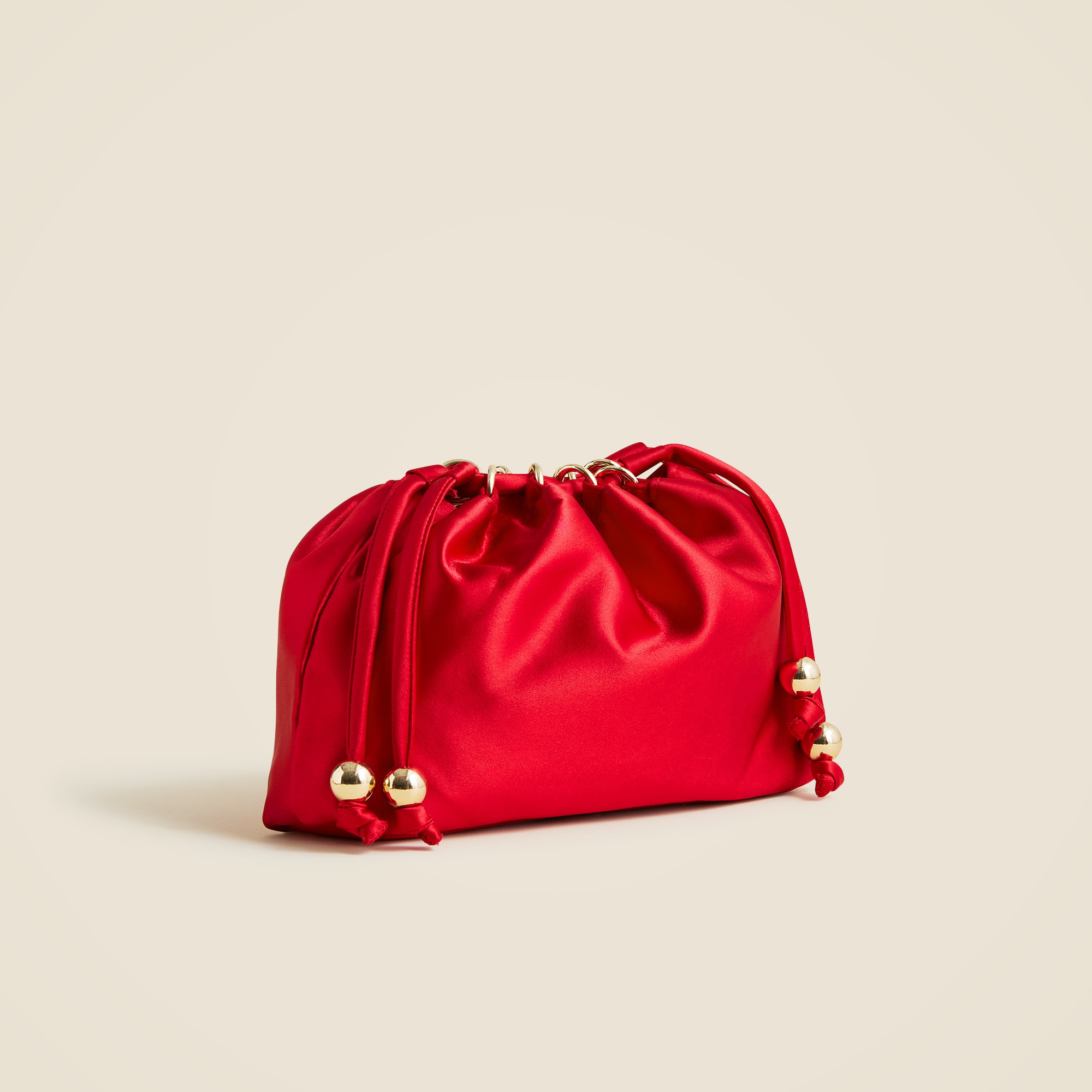 Drawstring pouch bag in satin