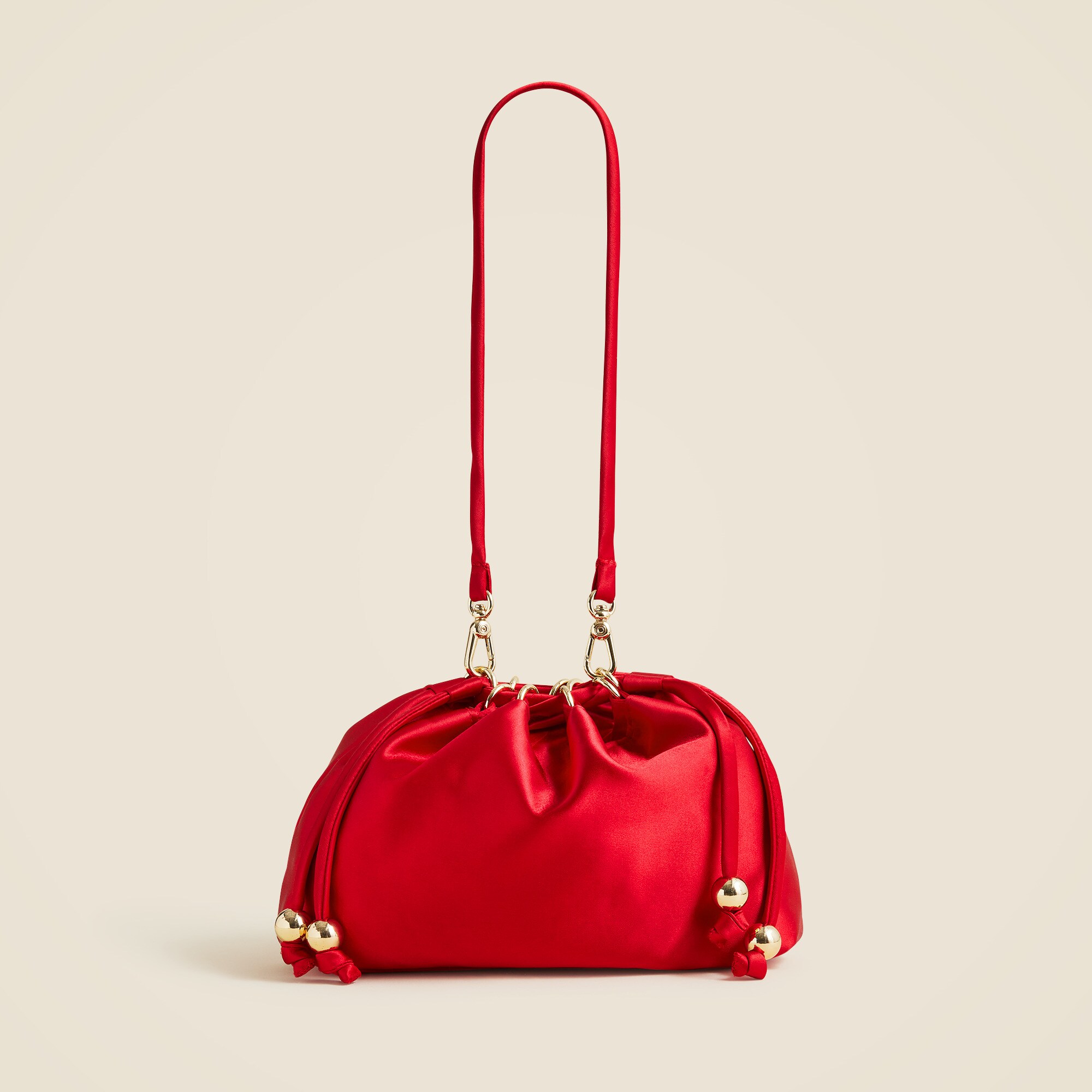 Drawstring pouch bag in satin