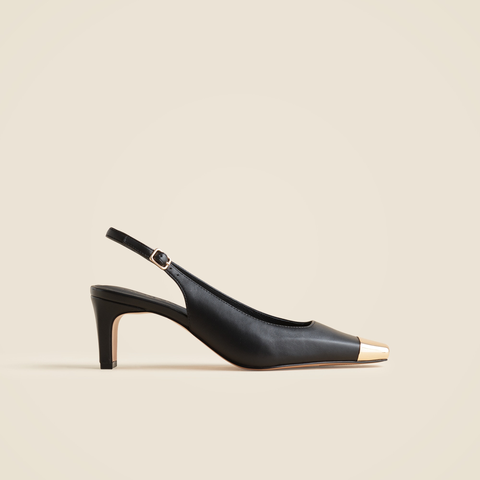 Cap toe slingback pumps in leather