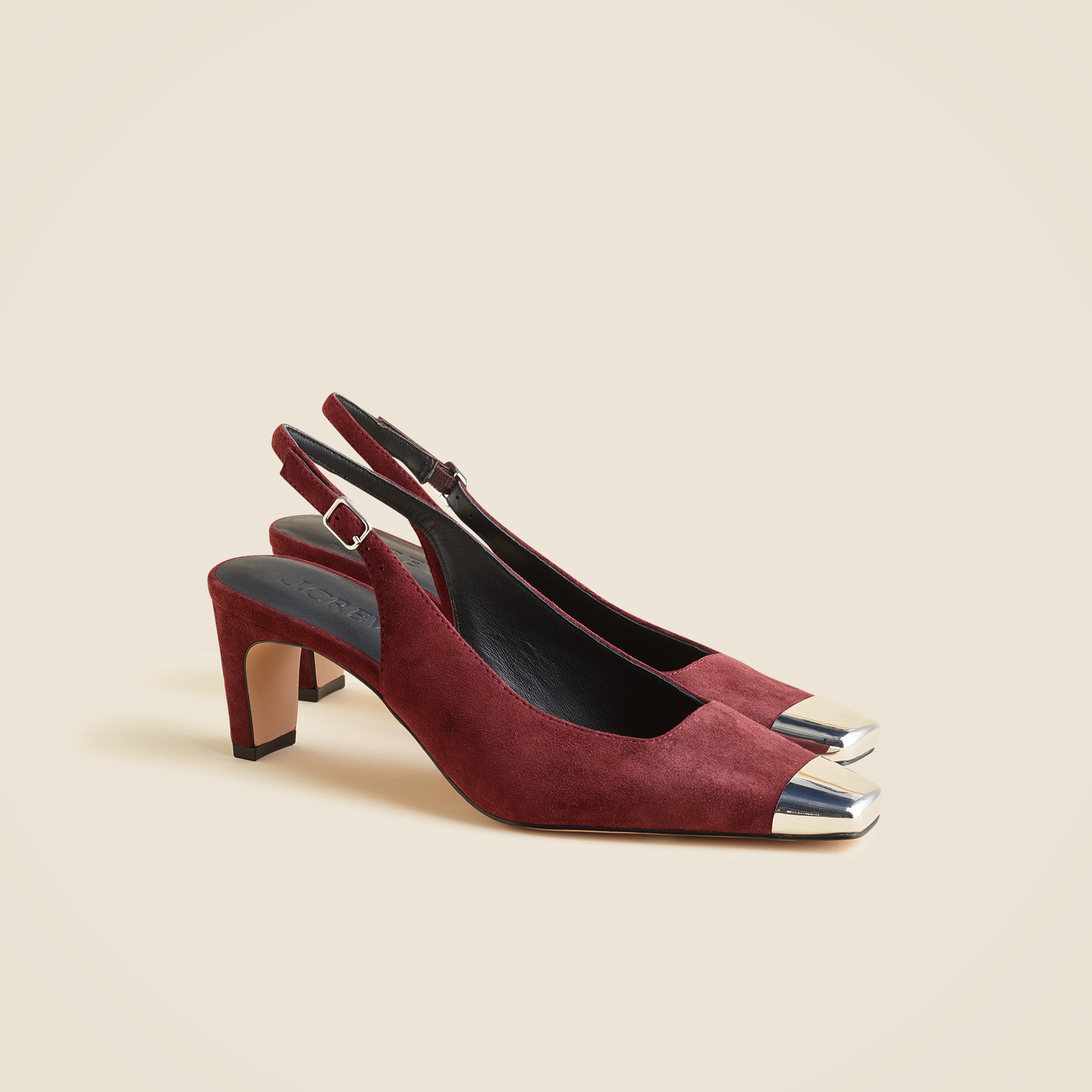 cap toe slingback pumps in suede for women