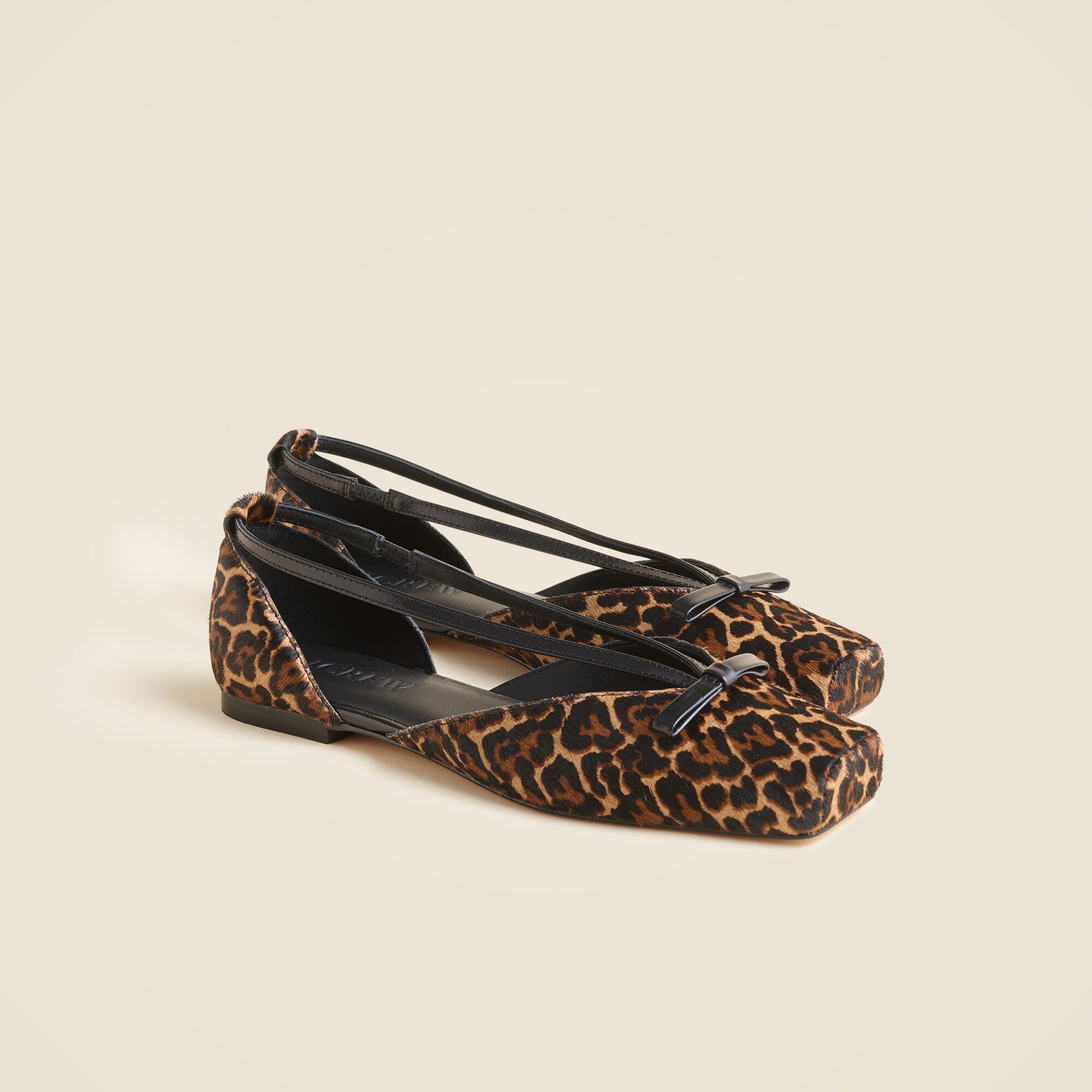 quinn cutout ballet flats in leopard-print calf hair for women