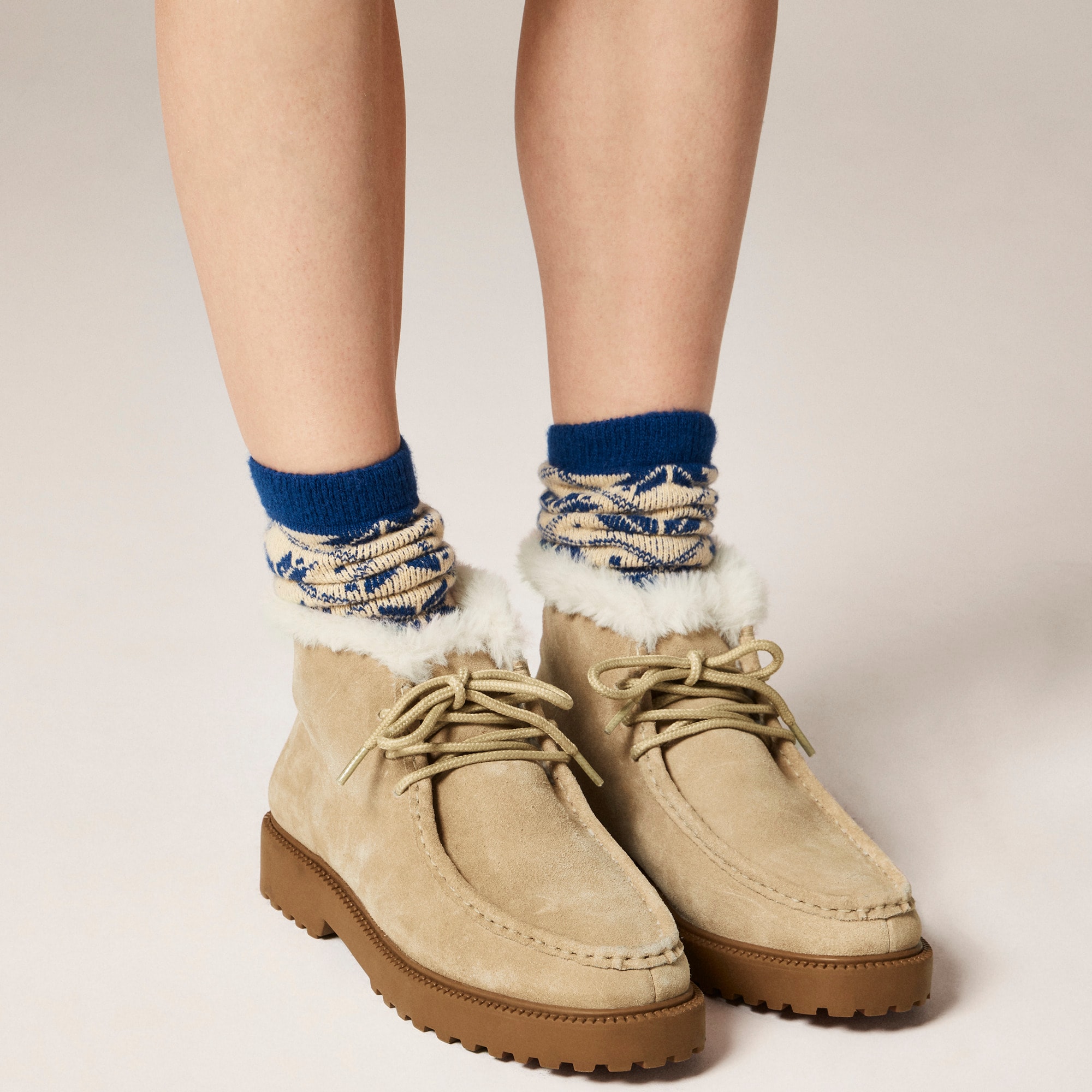 Lug-sole boots in suede