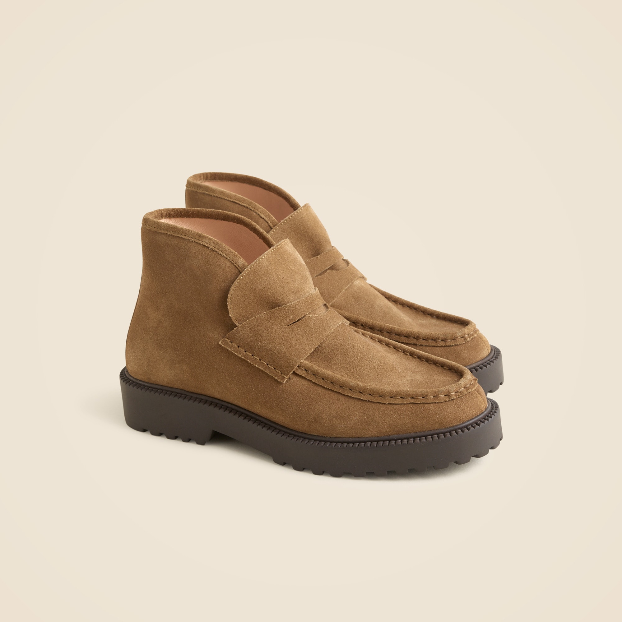 Lug-sole boots in suede