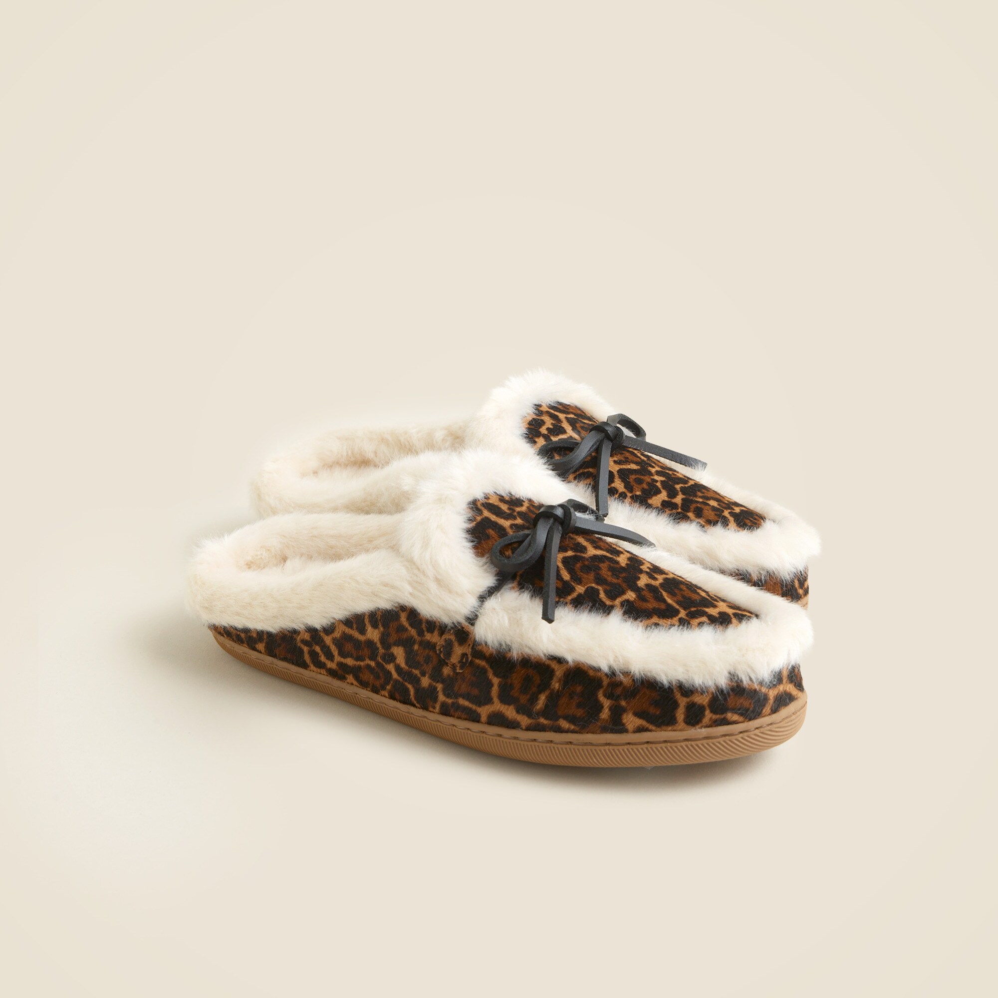 lodge mules in leopard-print calf hair for women