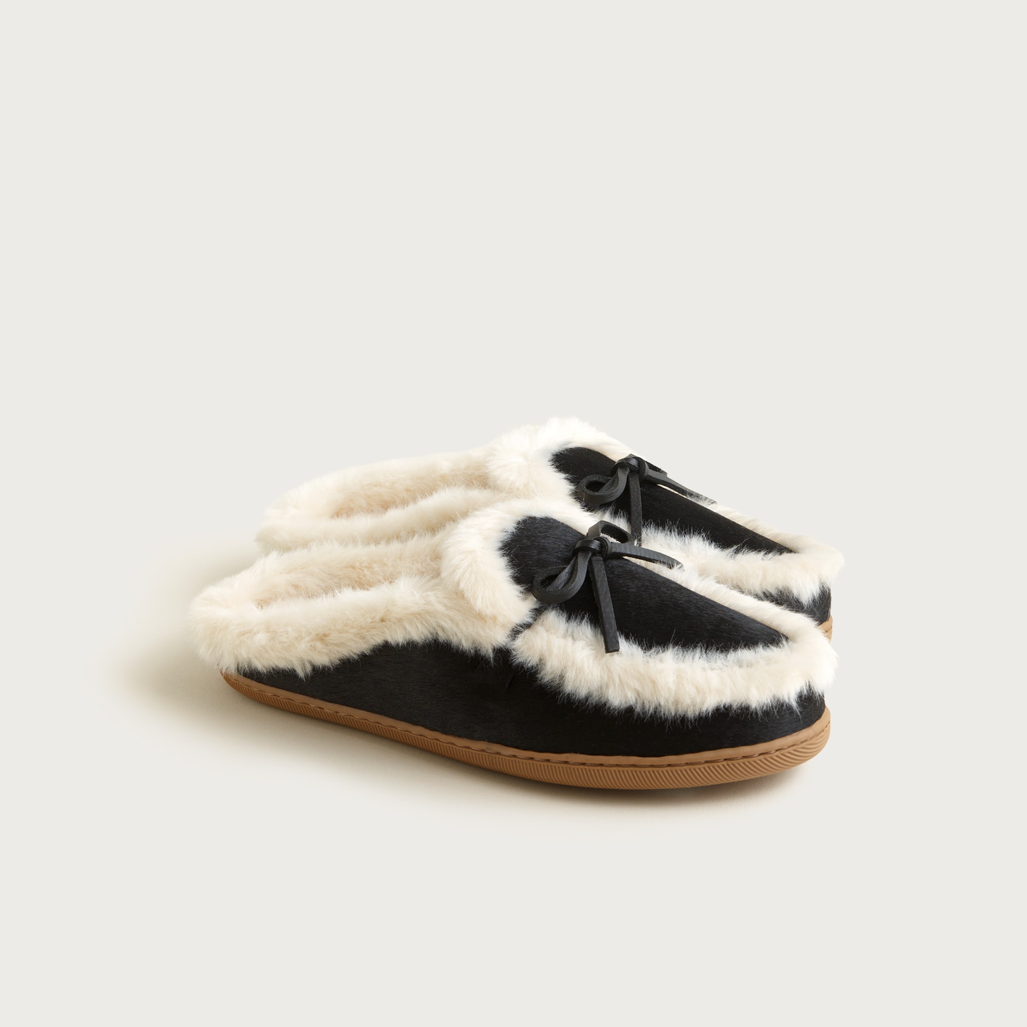 womens Lodge mules in calf hair