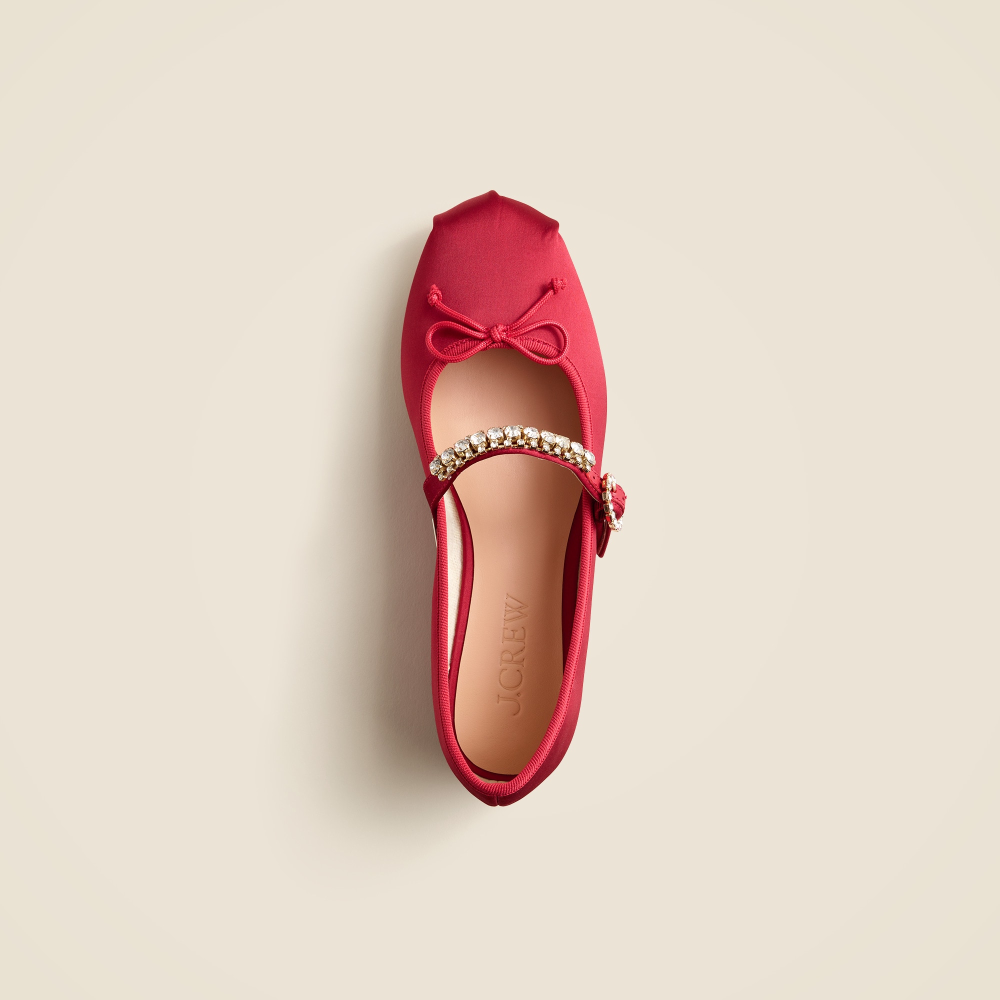 Logan Embellished Mary Jane Ballet Flats In Satin For Women | J.Crew