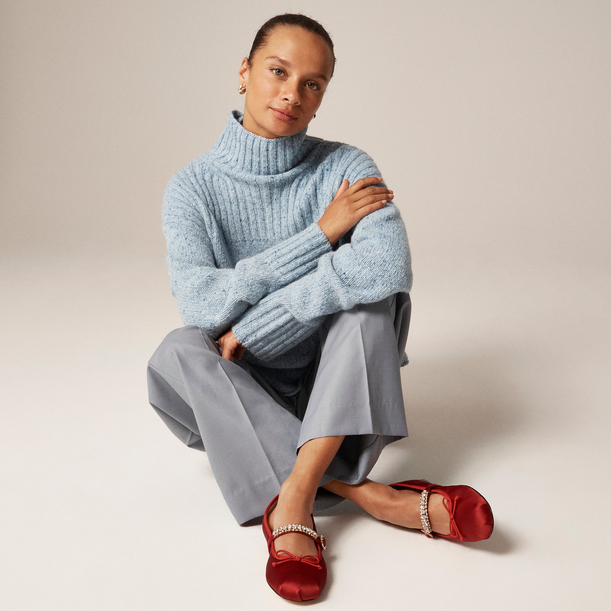  Logan embellished Mary Jane ballet flats in satin