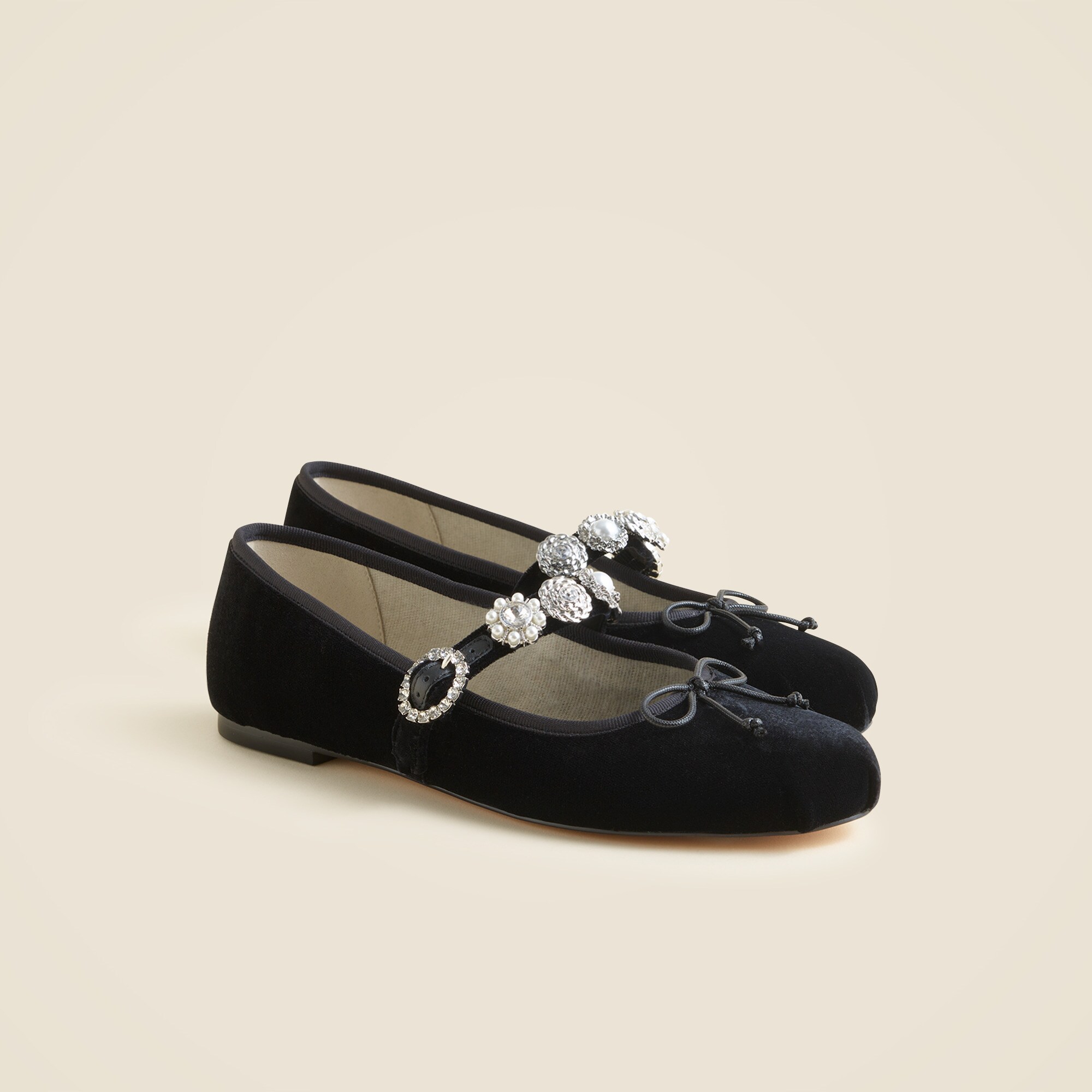 logan embellished mary jane ballet flats in velvet for women