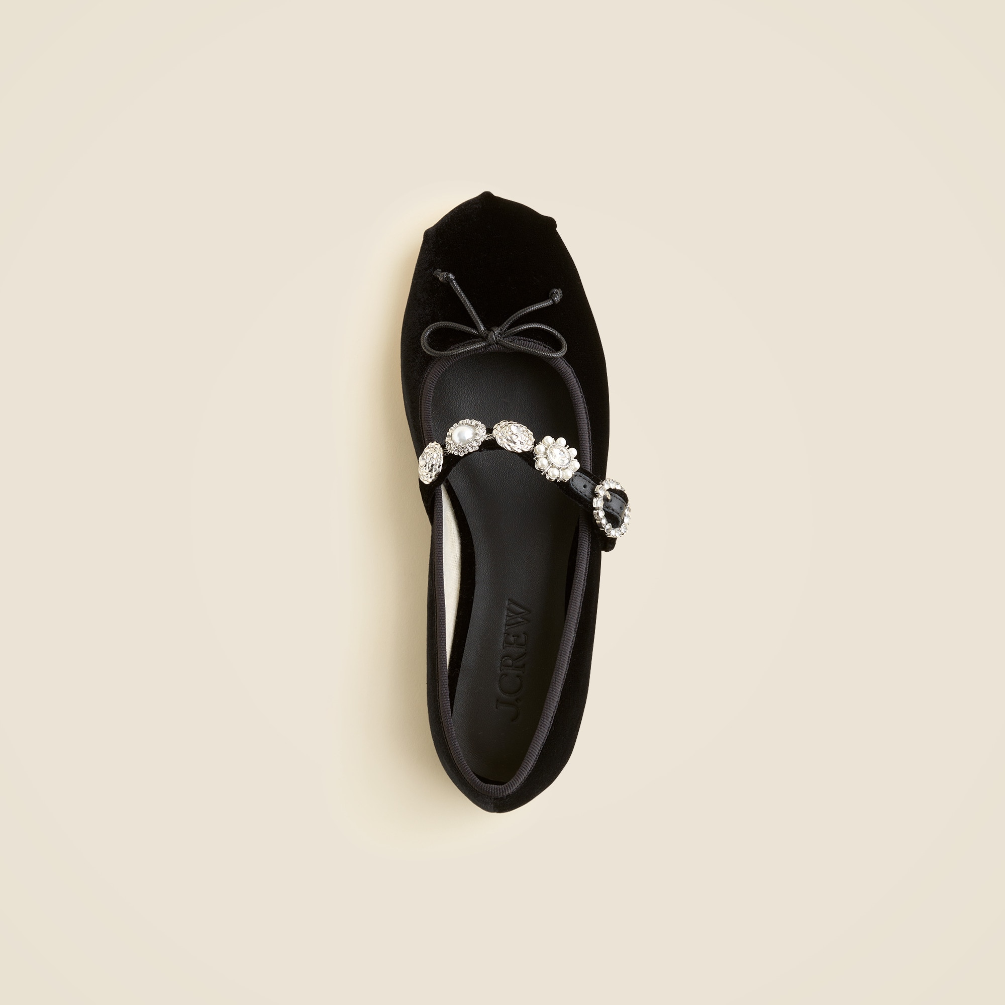 Logan Embellished Mary Jane Ballet Flats In Velvet For Women | J.Crew