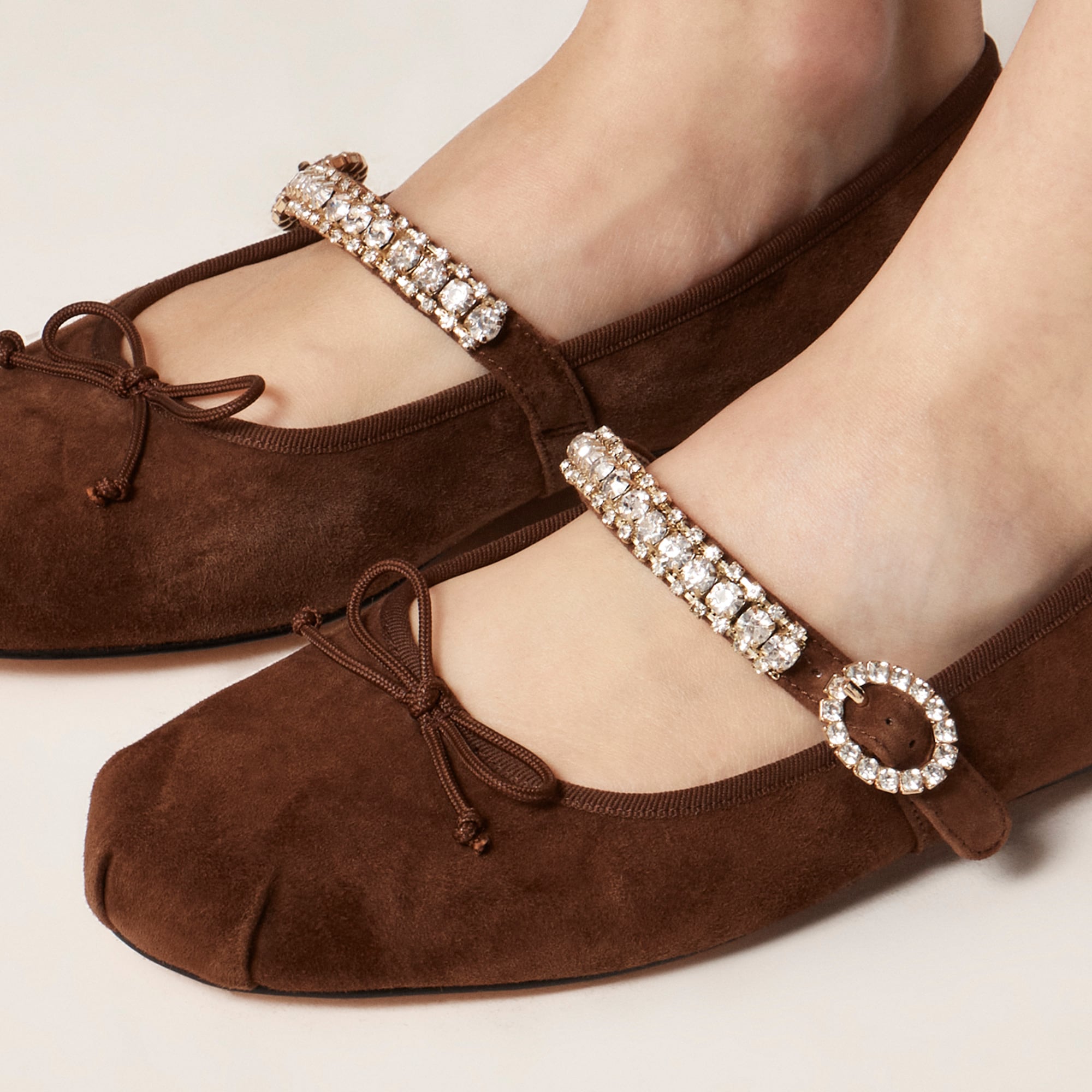 Logan embellished Mary Jane ballet flats in suede