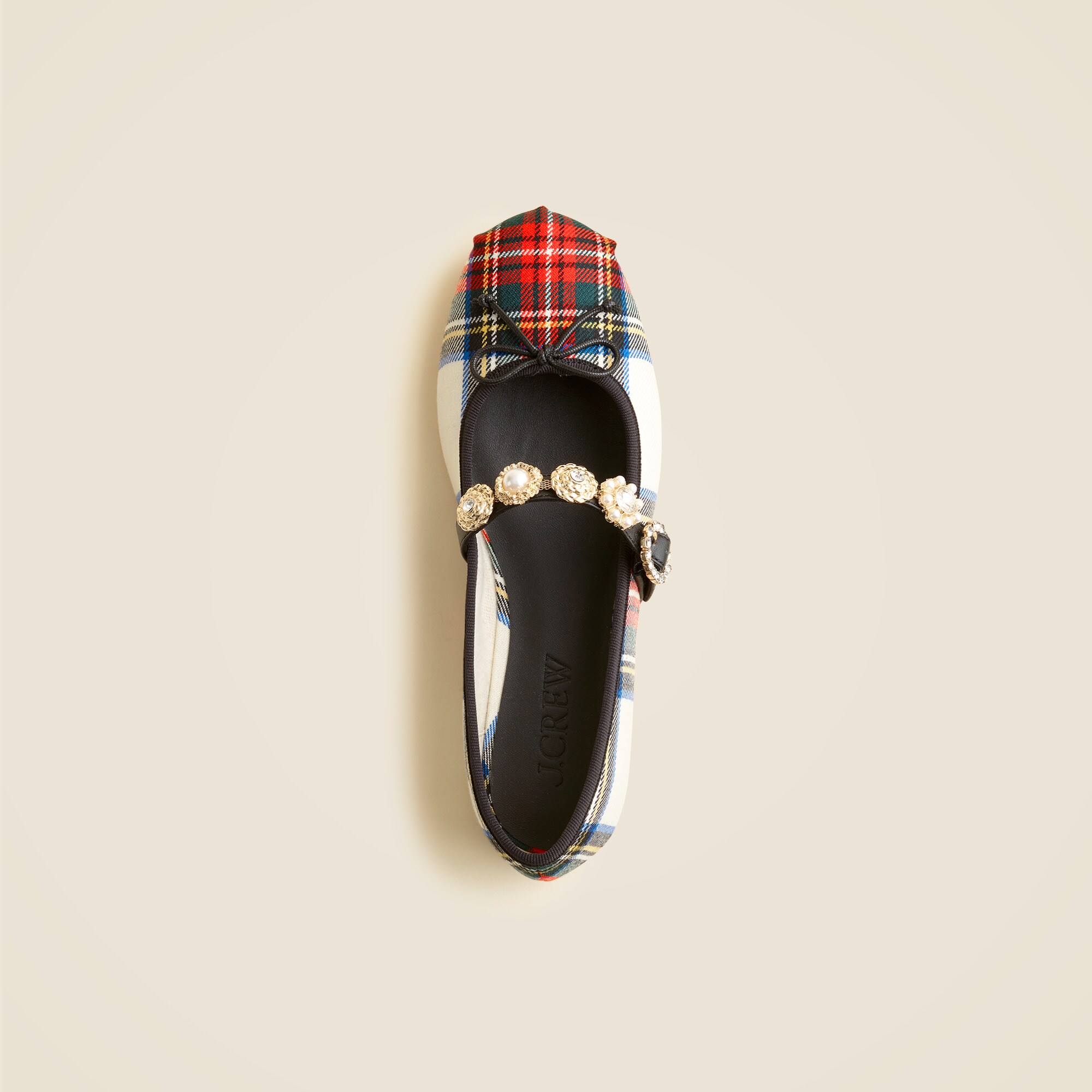 Logan Embellished Mary Jane Ballet Flats In Tartan For Women | J.Crew
