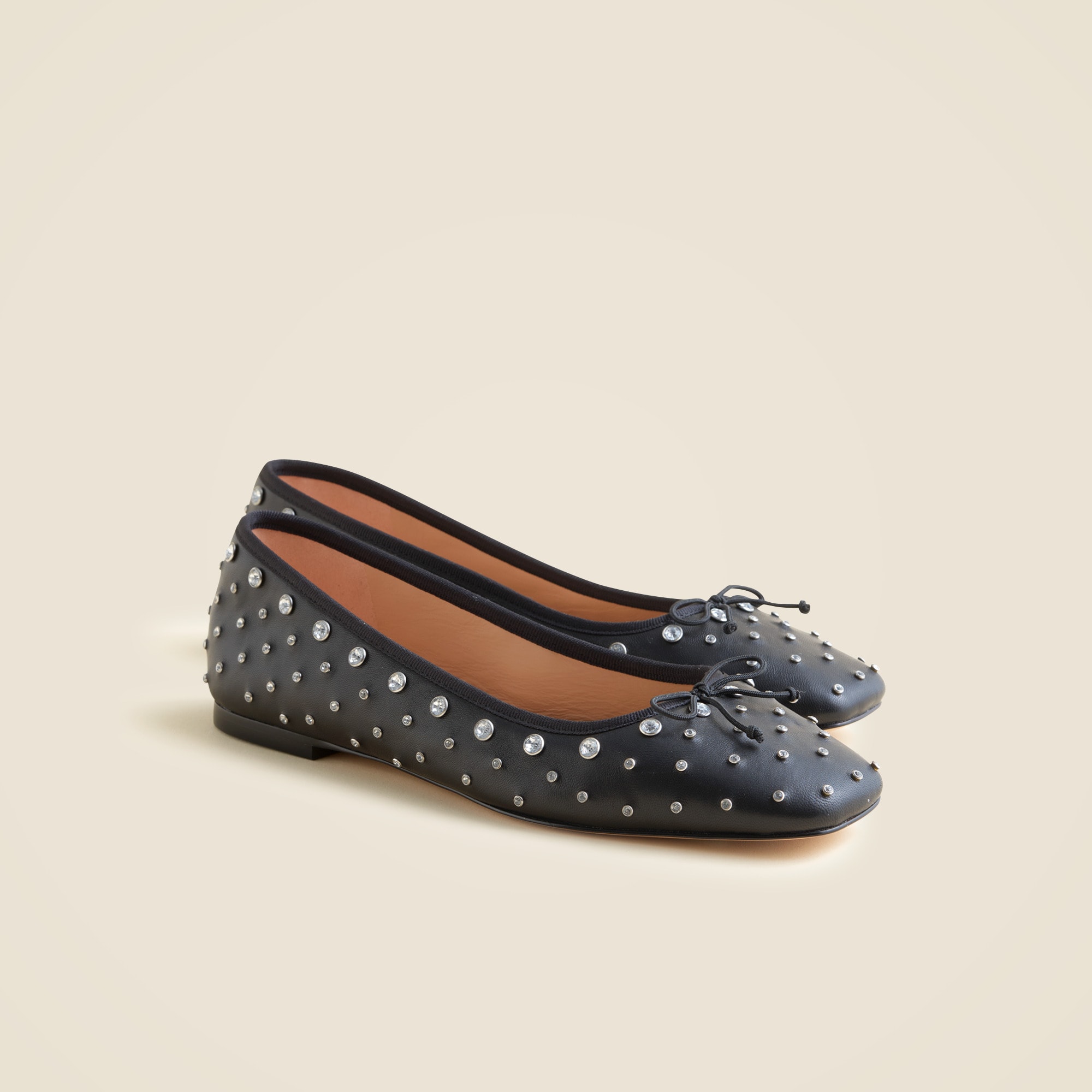  Quinn square-toe ballet flats in studded leather