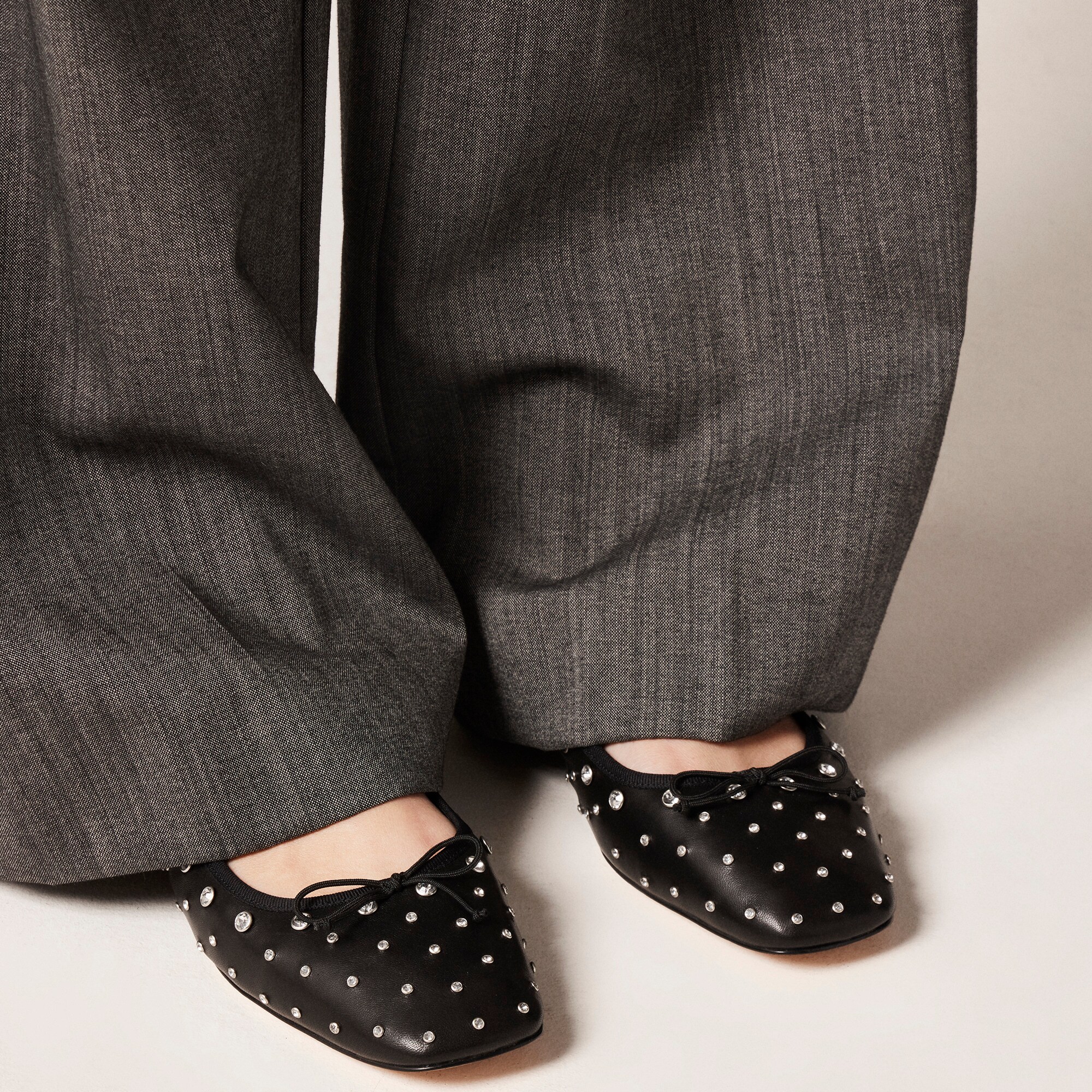 Quinn square-toe ballet flats in studded leather