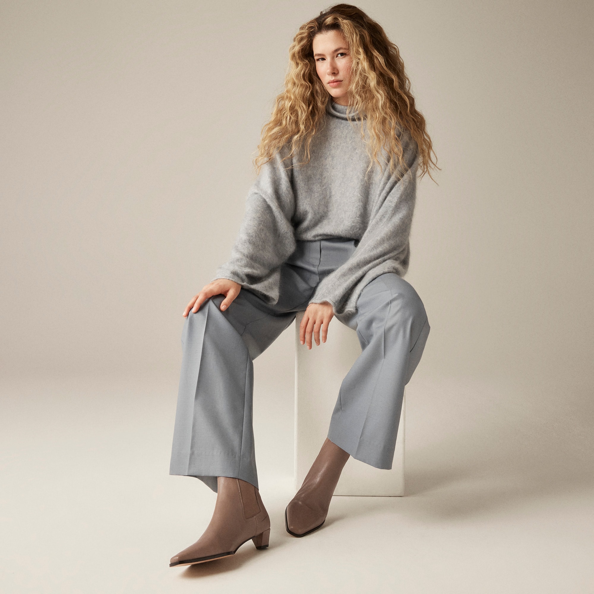 Remi square-toe ankle boots in leather