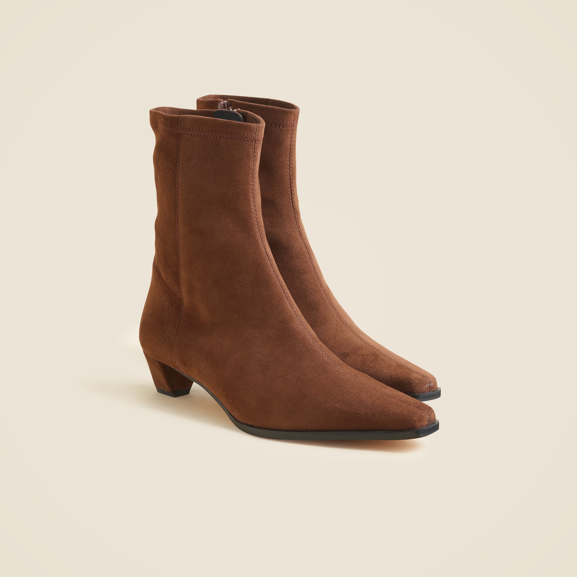  Remi square-toe ankle boots in stretch suede