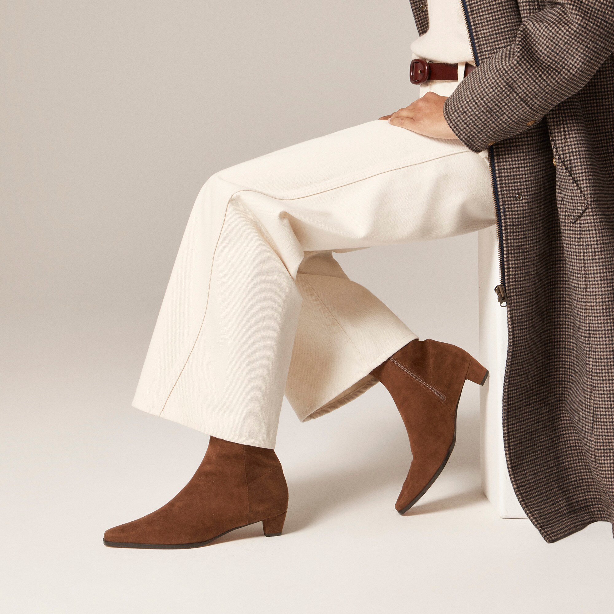 Remi square-toe ankle boots in stretch suede