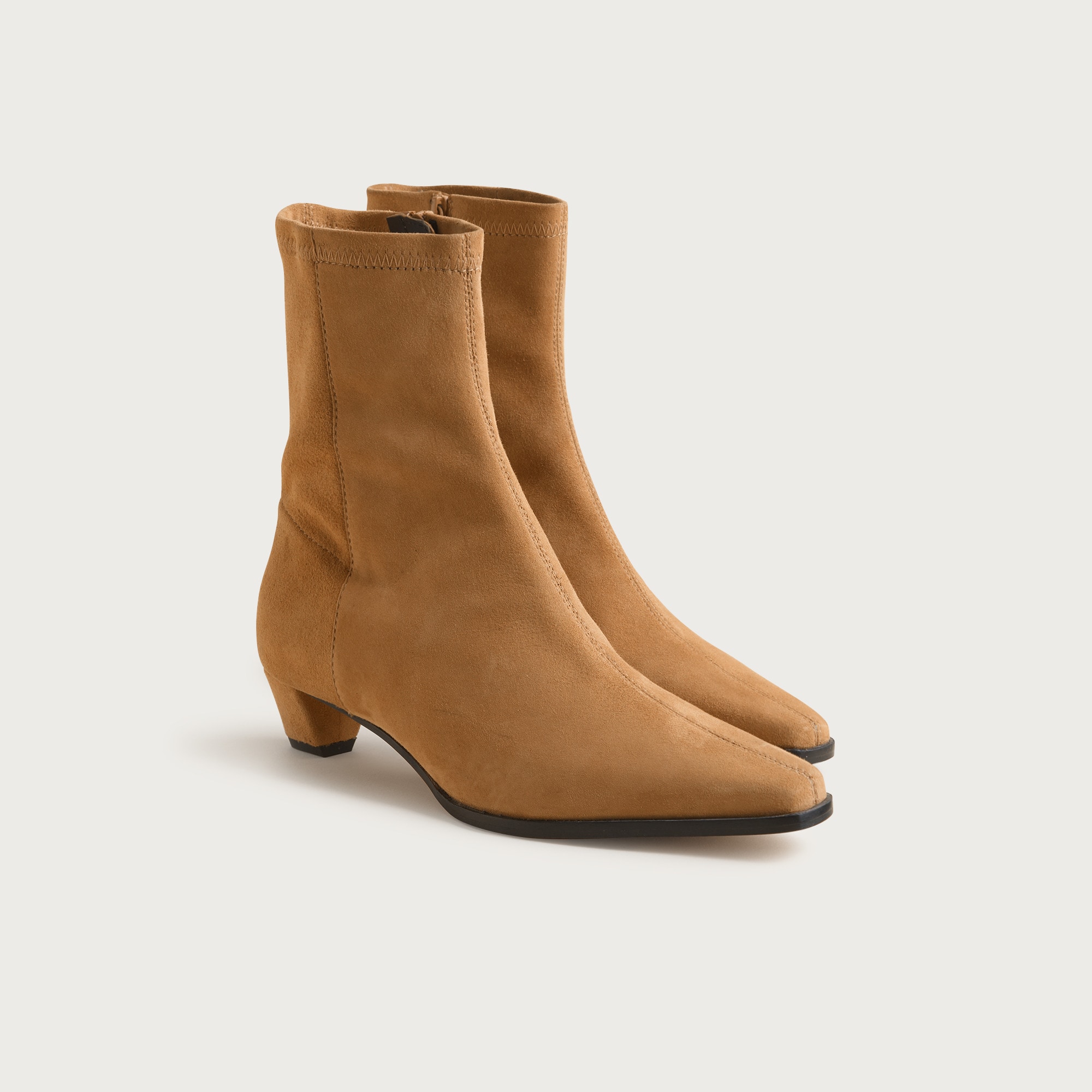【REMI RELIEF】 SUEDE LIKE STADIUM JAMPER Remi Square-toe Ankle Boots In Stretch Suede For Women | J.Crew