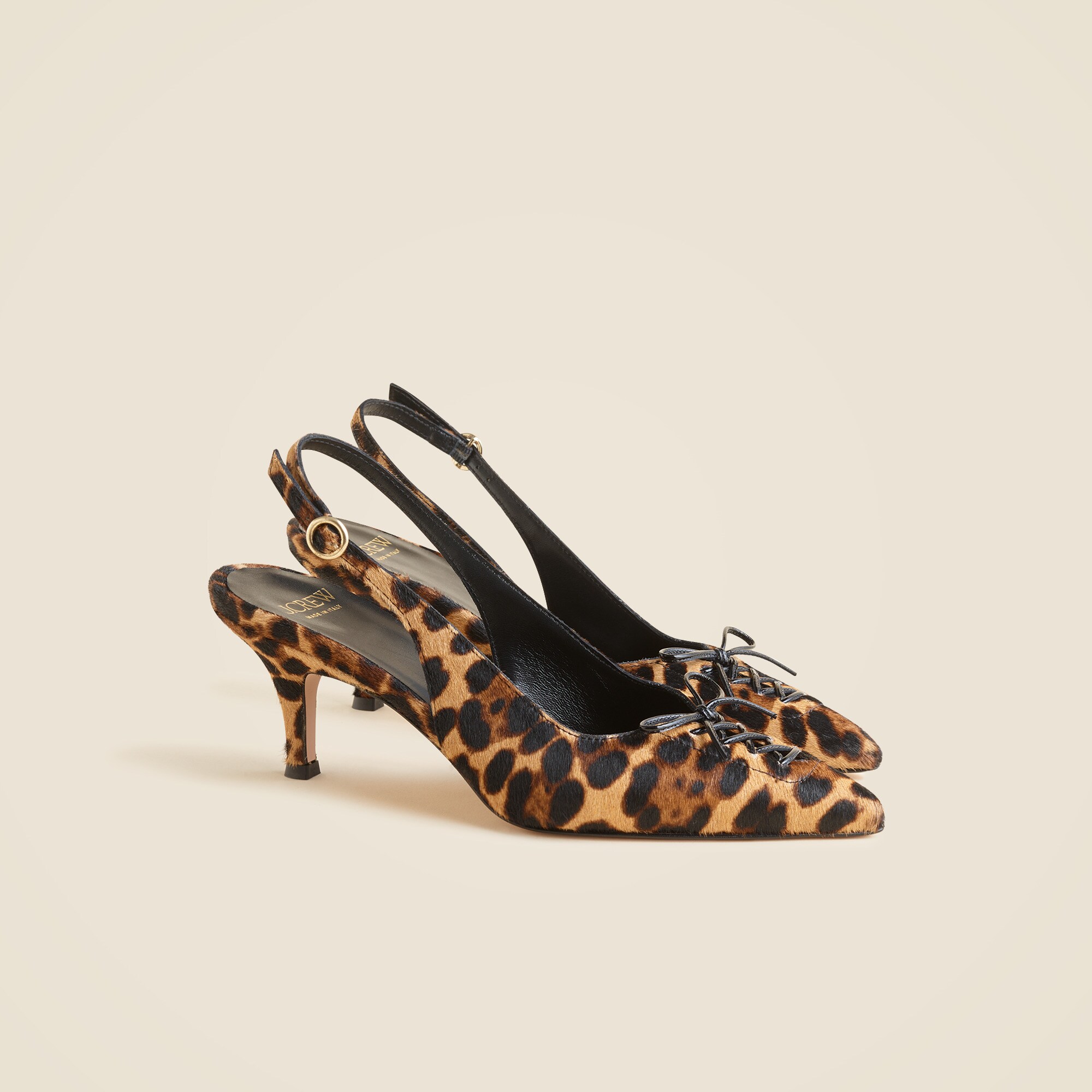  Made-in-Italy Colette lace-up slingback pumps in calf hair