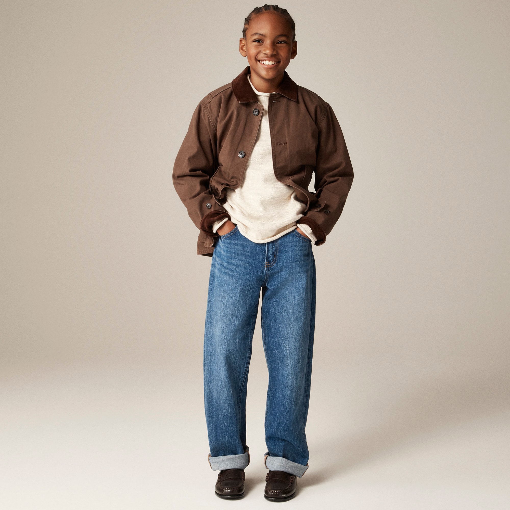 Kids' heritage cotton Rollneck™ sweater