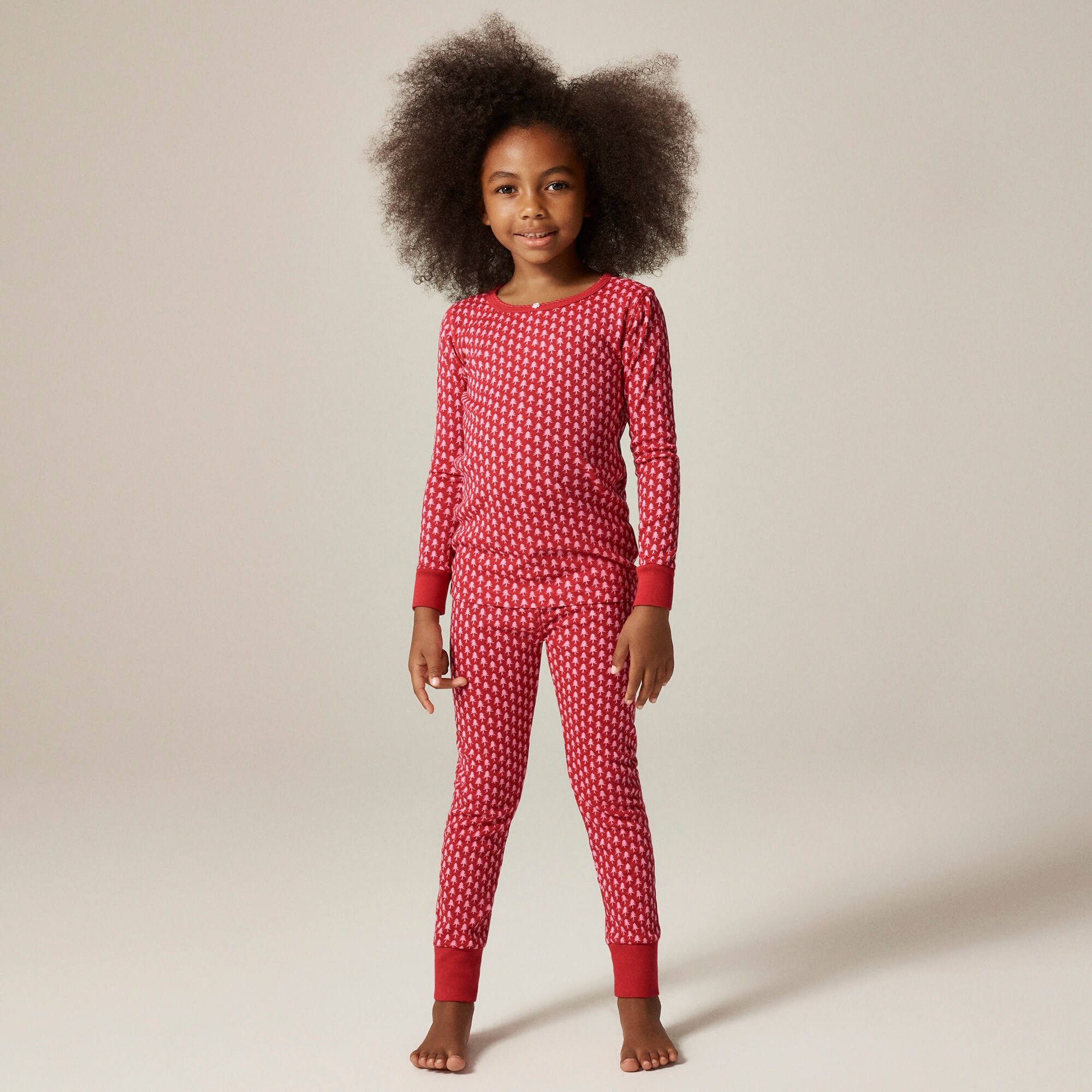 Kids' long-sleeve cotton pajama set in prints