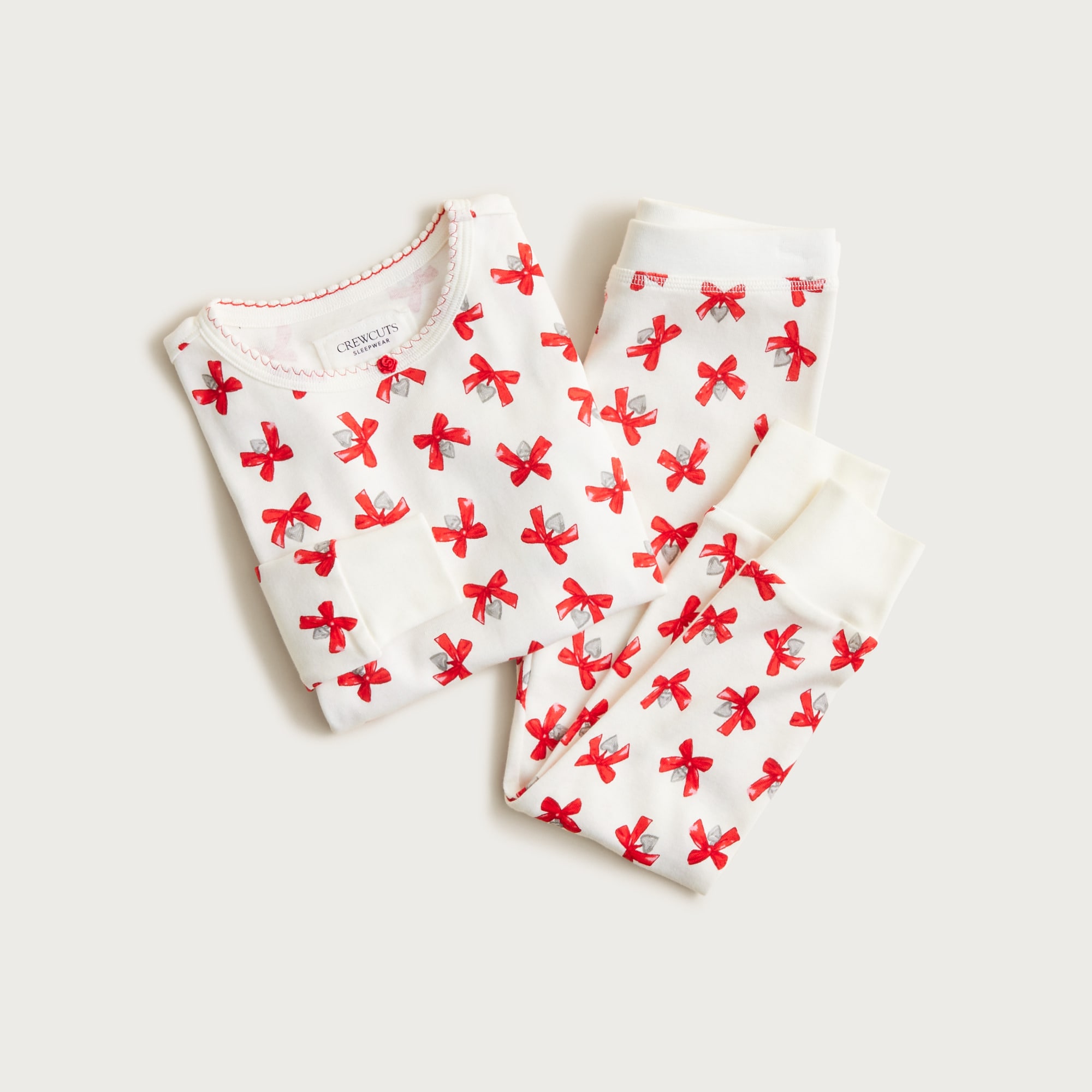  Kids' long-sleeve cotton pajama set in prints