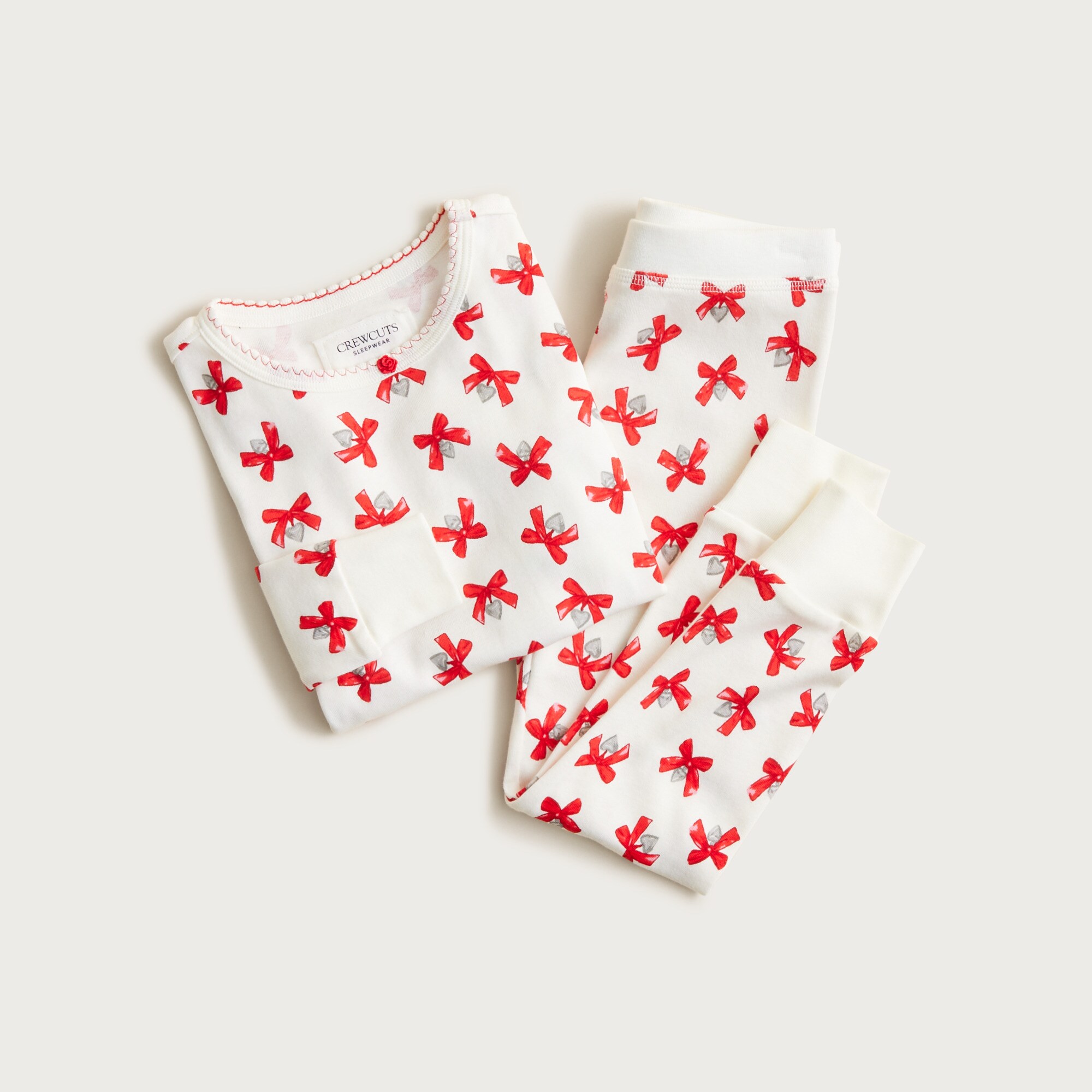 kids' long-sleeve cotton pajama set in prints for girls