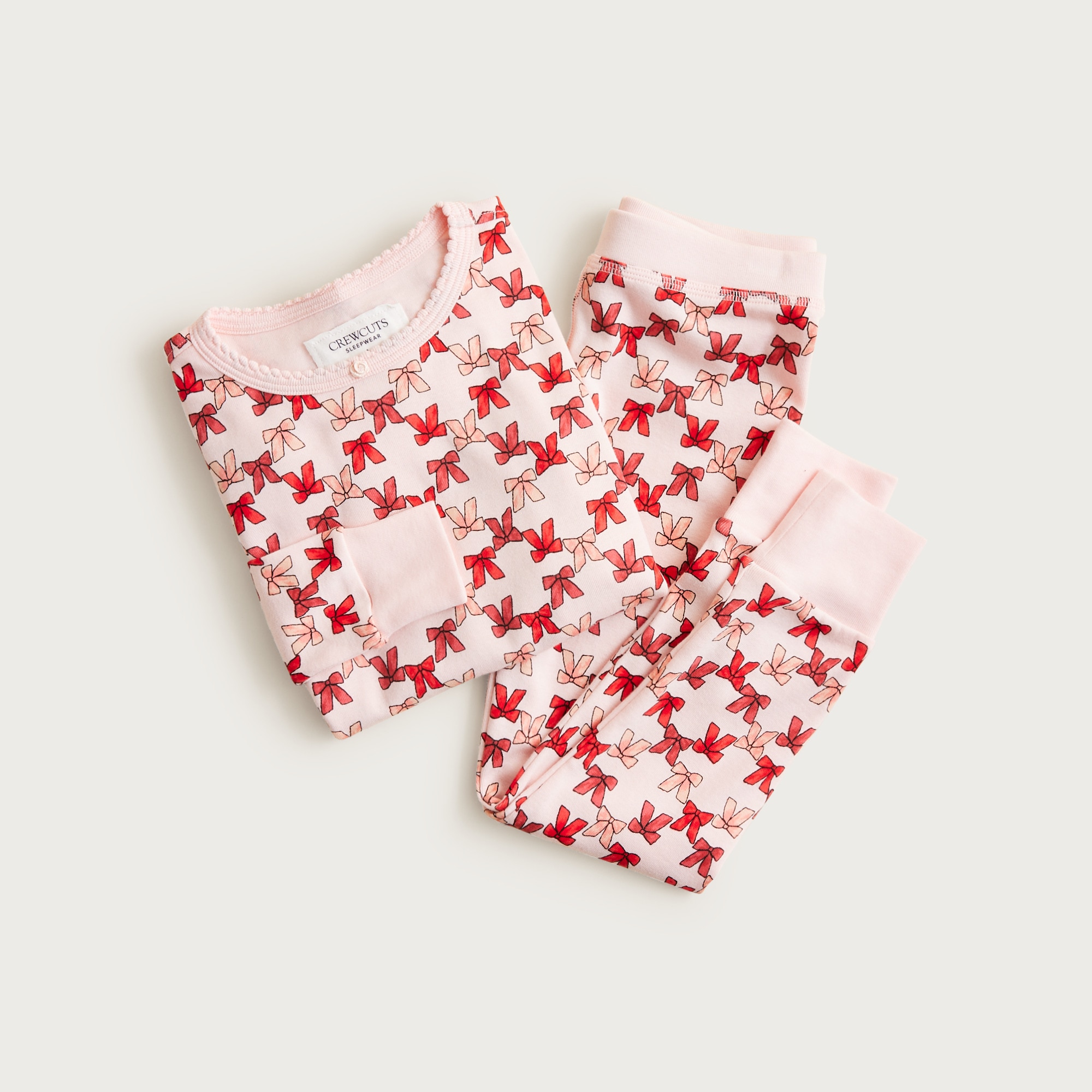  Kids' long-sleeve cotton pajama set in prints