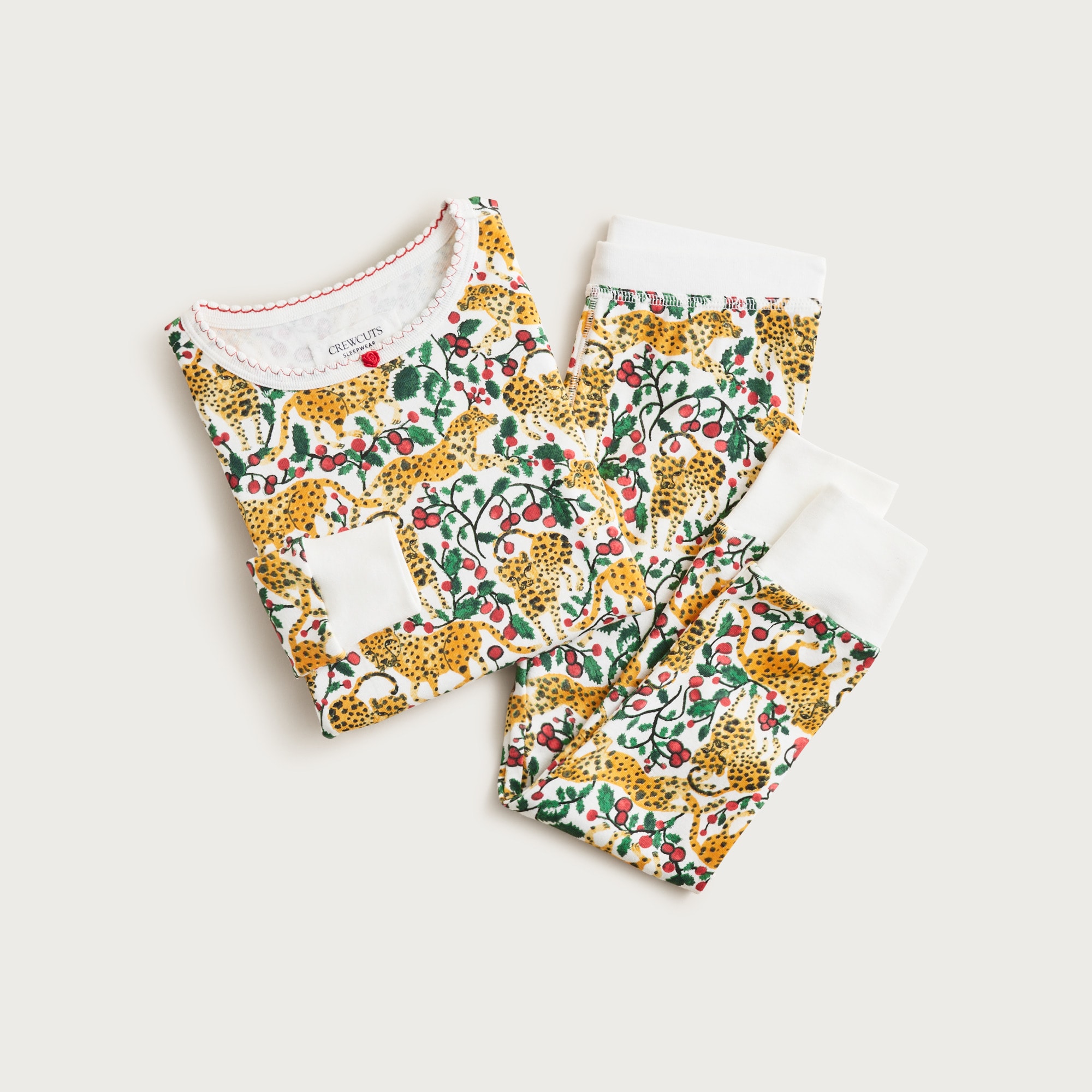  Kids' long-sleeve cotton pajama set in prints