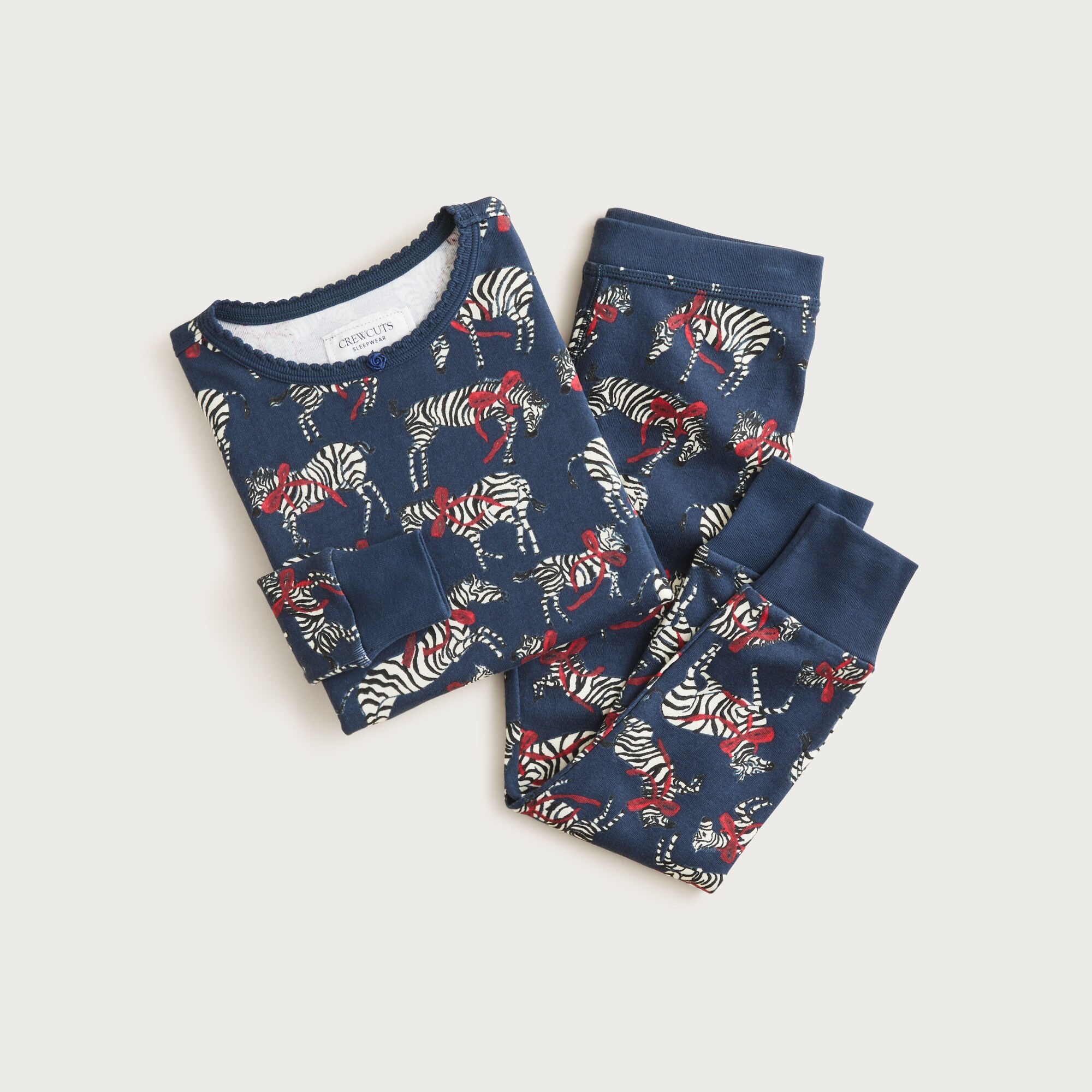 kids' long-sleeve cotton pajama set in prints for girls