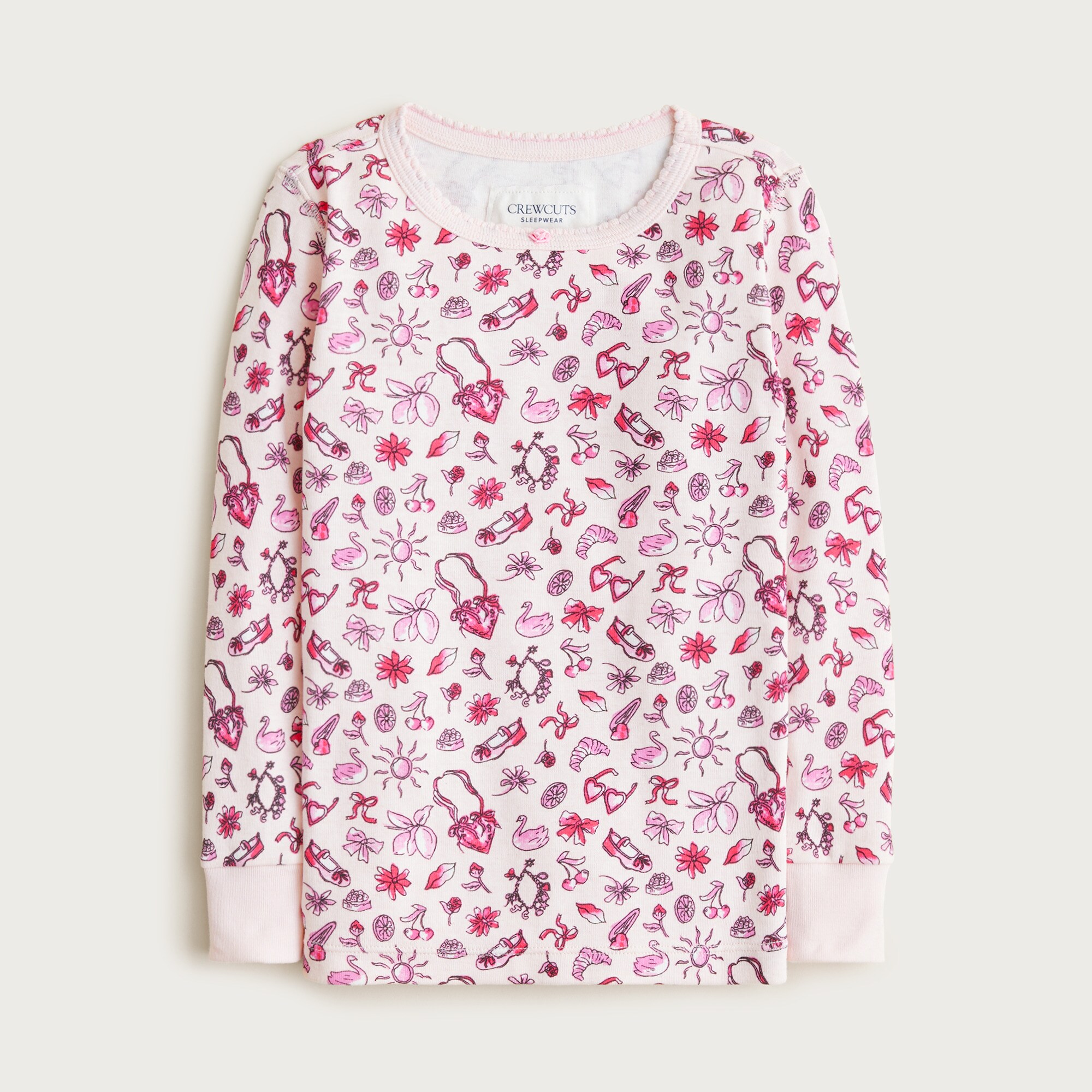 Kids' long-sleeve cotton pajama set in prints