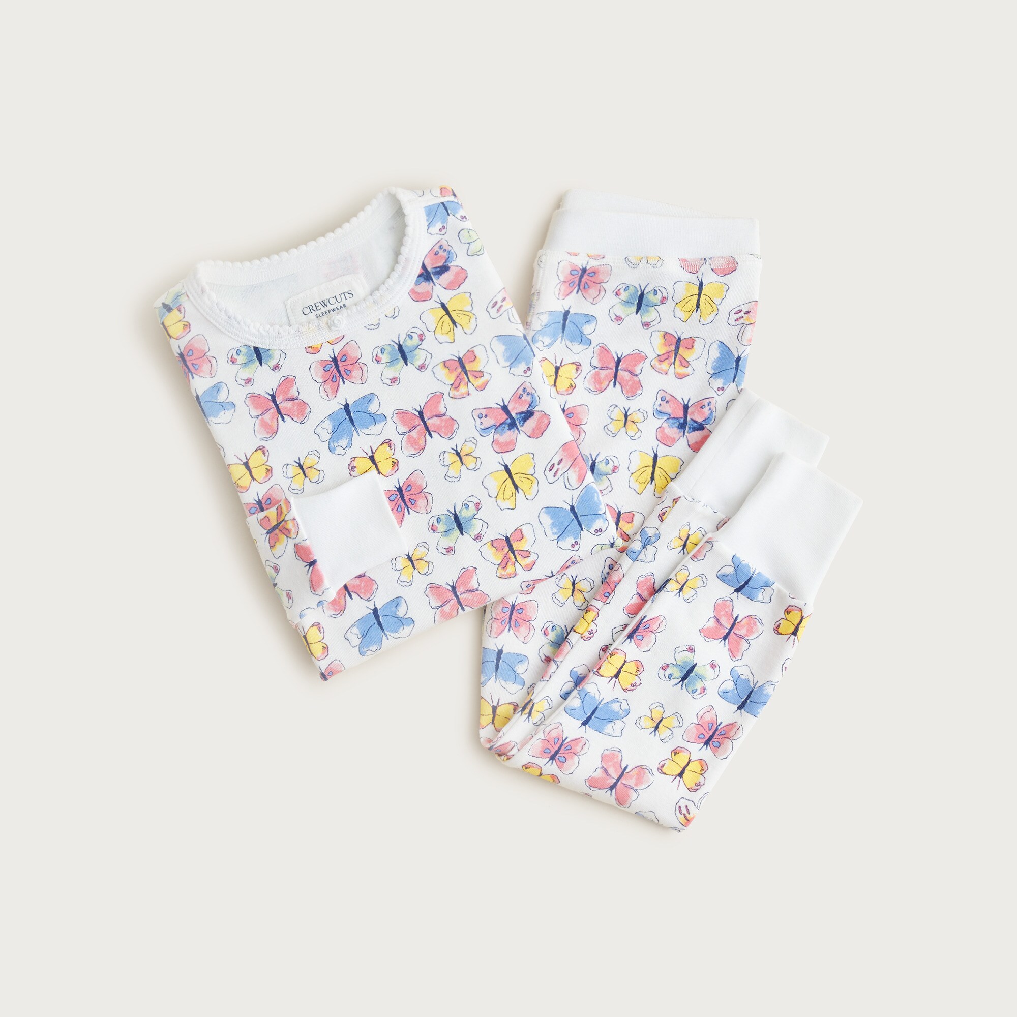 kids' long-sleeve cotton pajama set in prints for girls