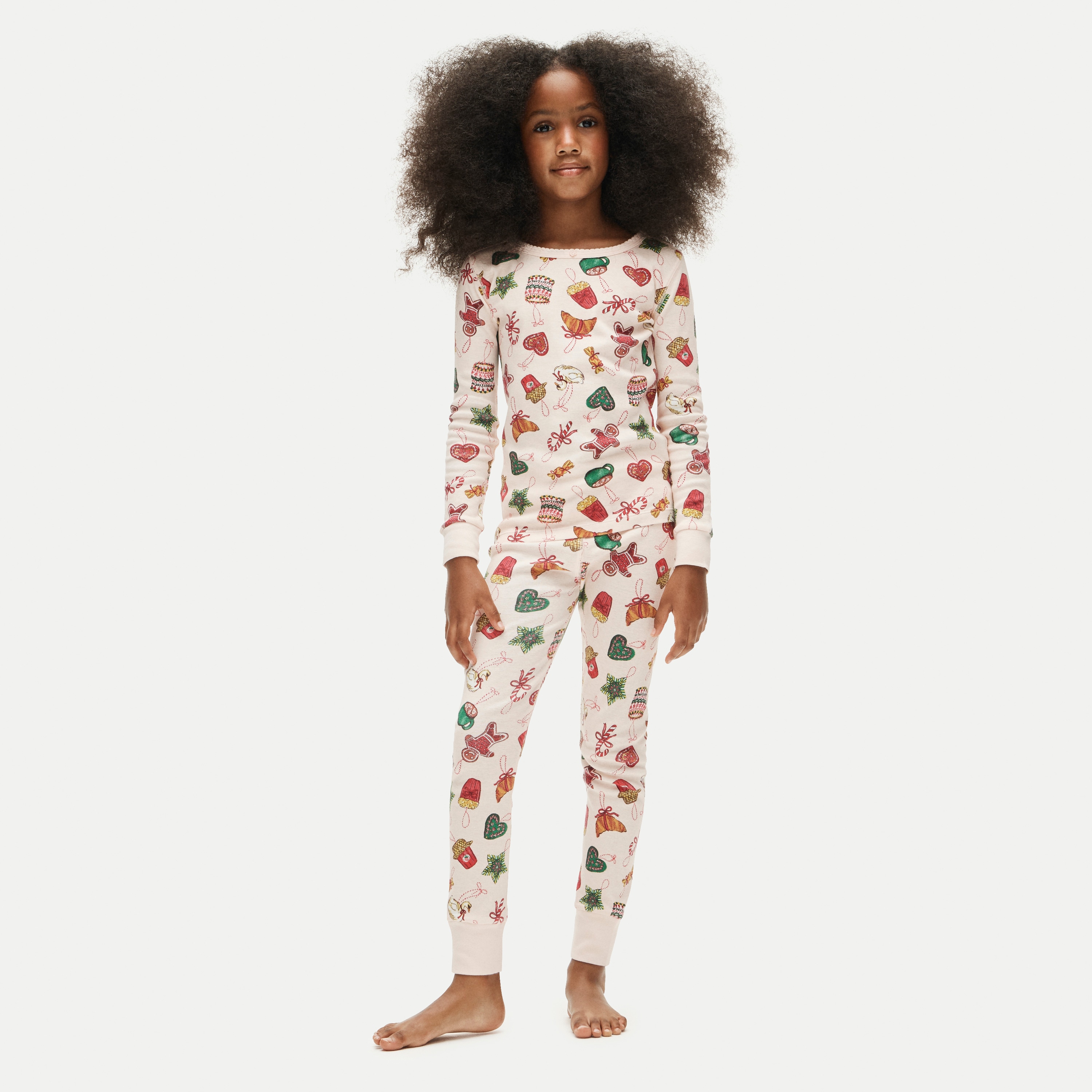 Kids' long-sleeve cotton pajama set in prints