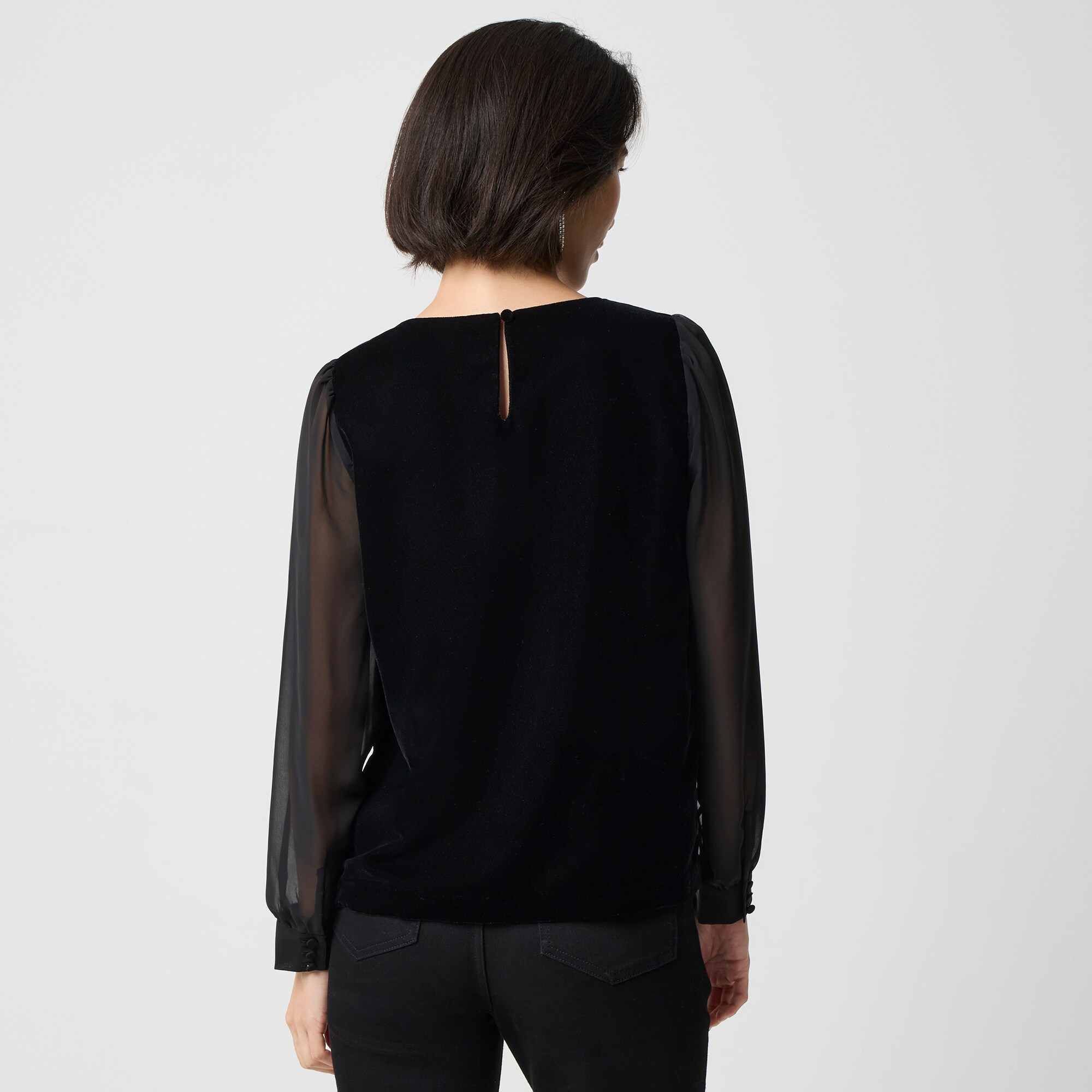 Velvet puff-sleeve top