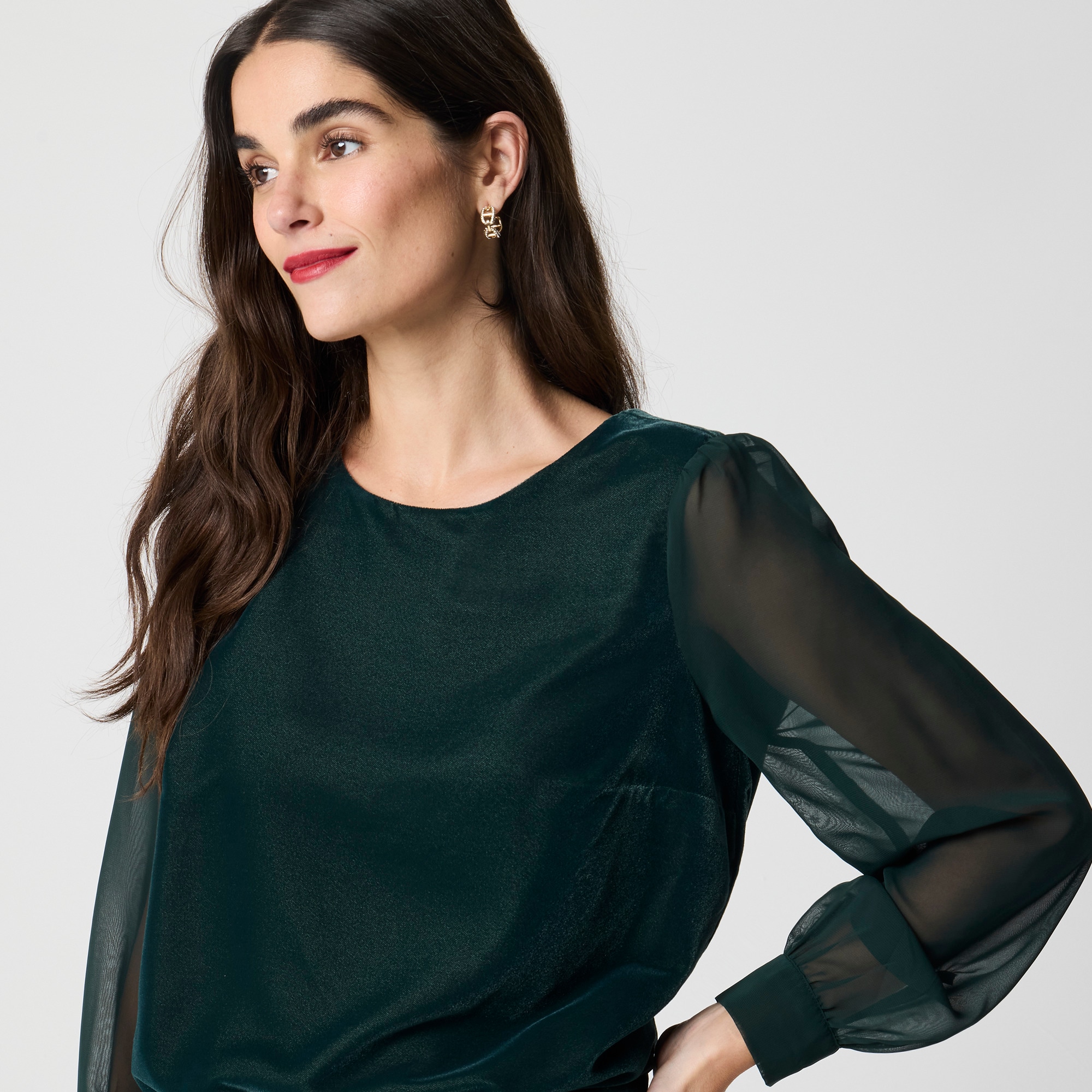 Velvet puff-sleeve top